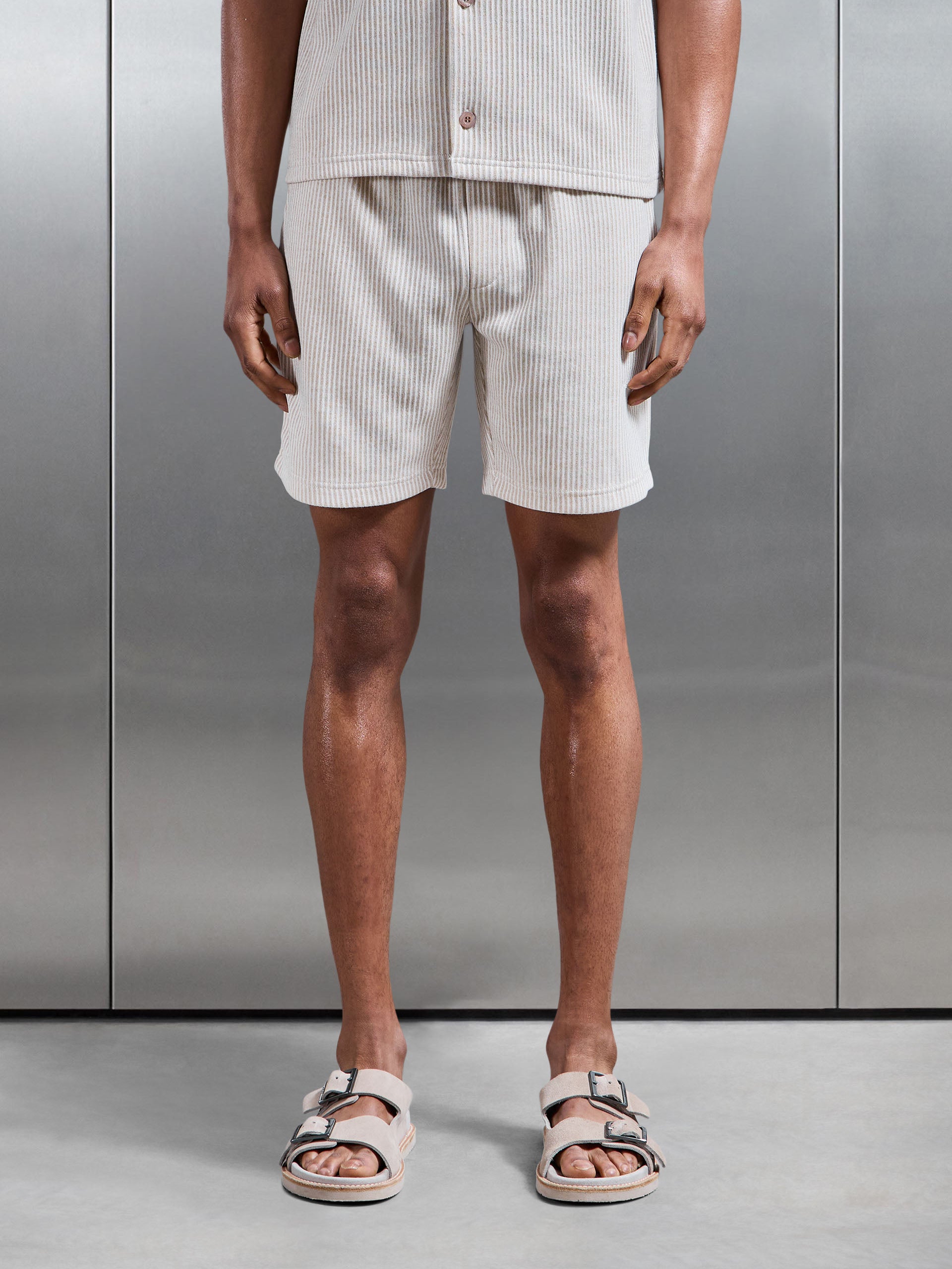 Mens Forde Knitted Stripe Short in Stone