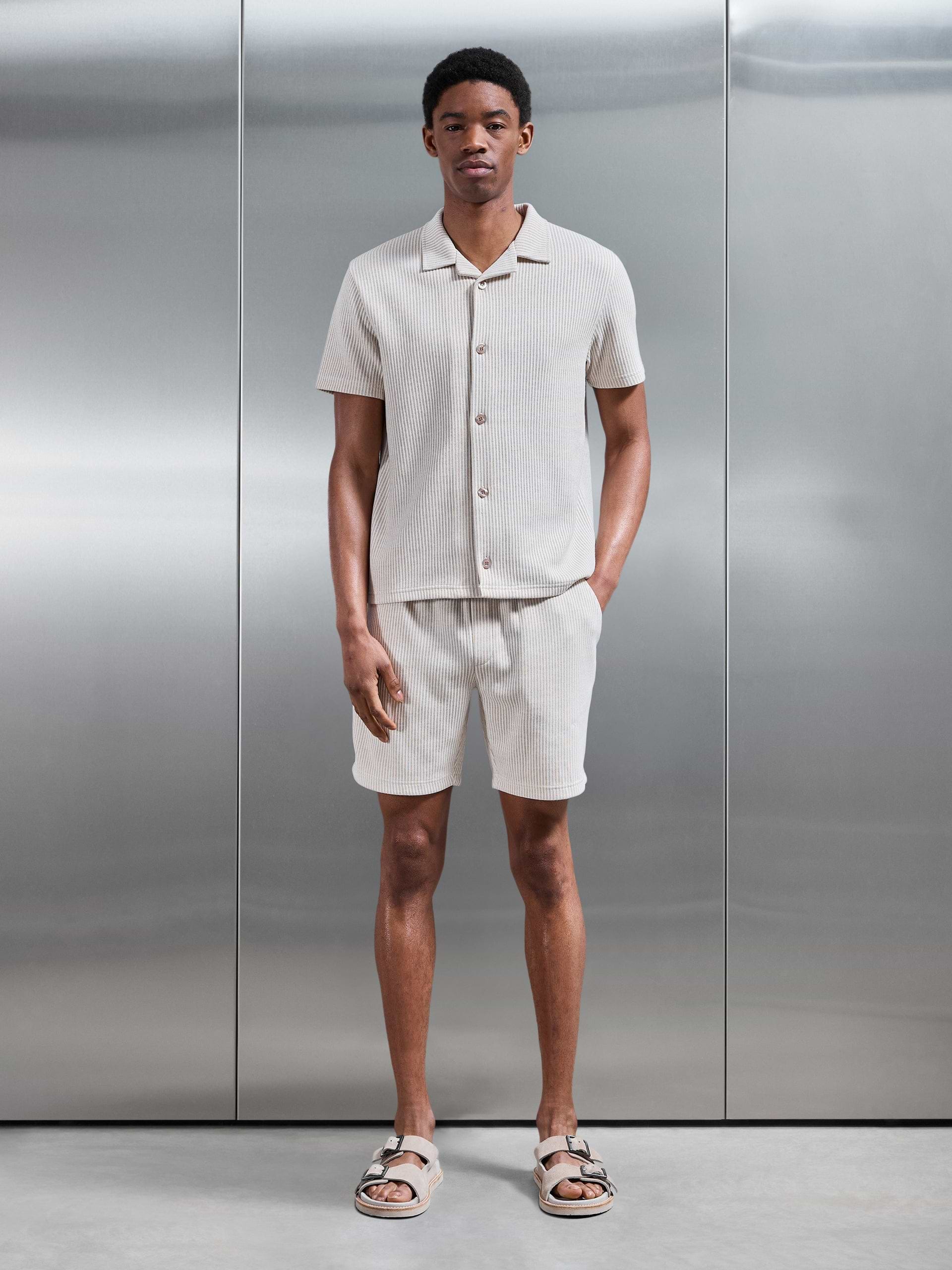 Mens Forde Knitted Stripe Short in Stone