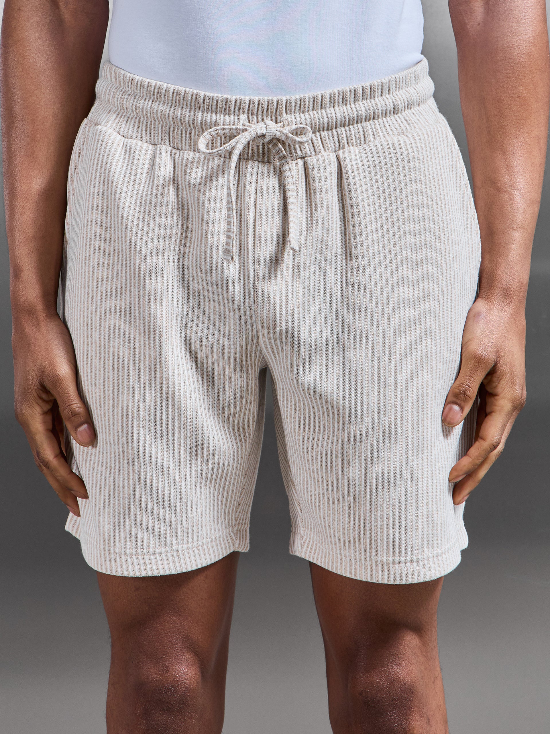 Mens Forde Knitted Stripe Short in Stone