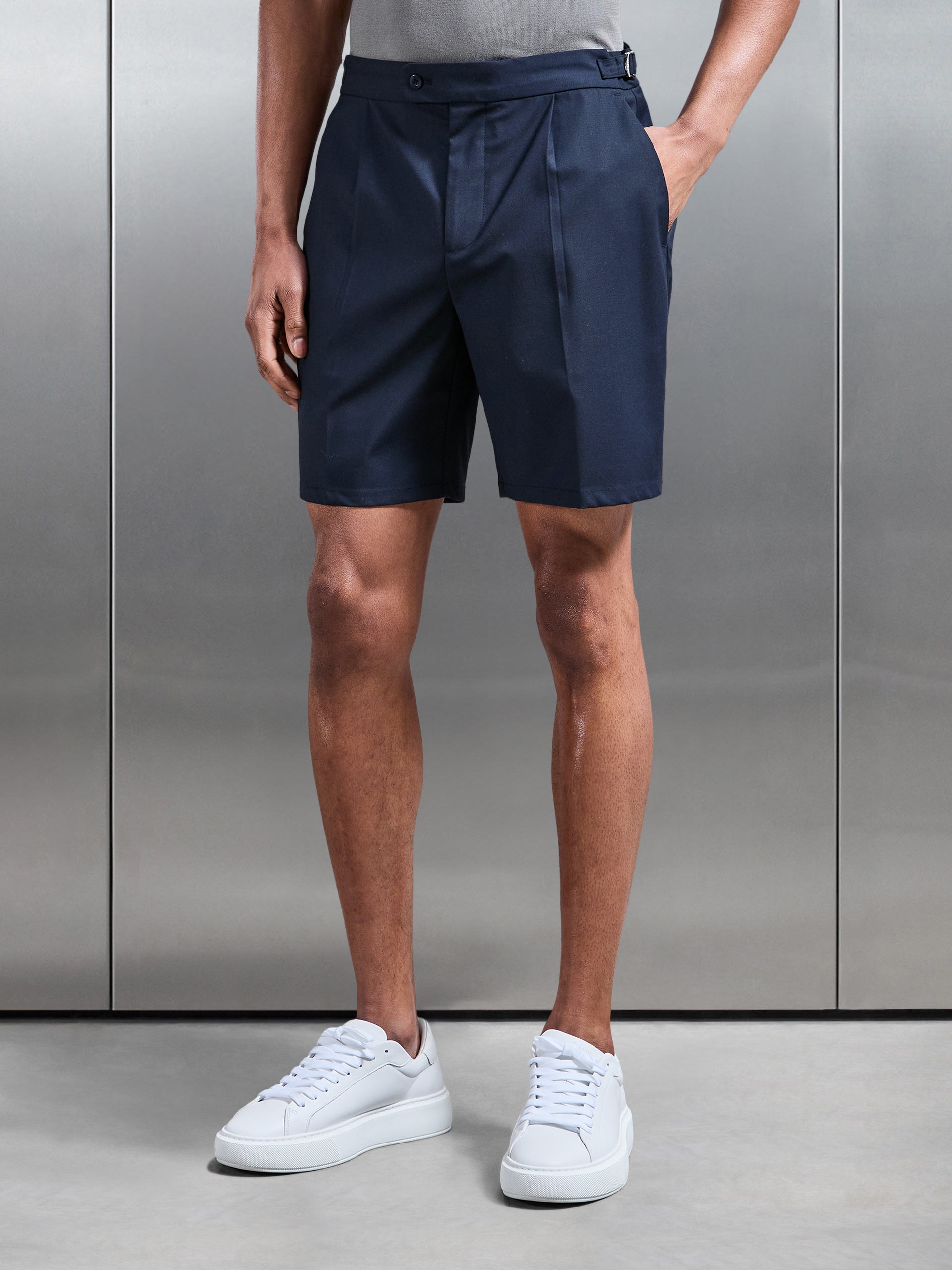 Mens Formal Stretch Side Adjuster Short in Navy
