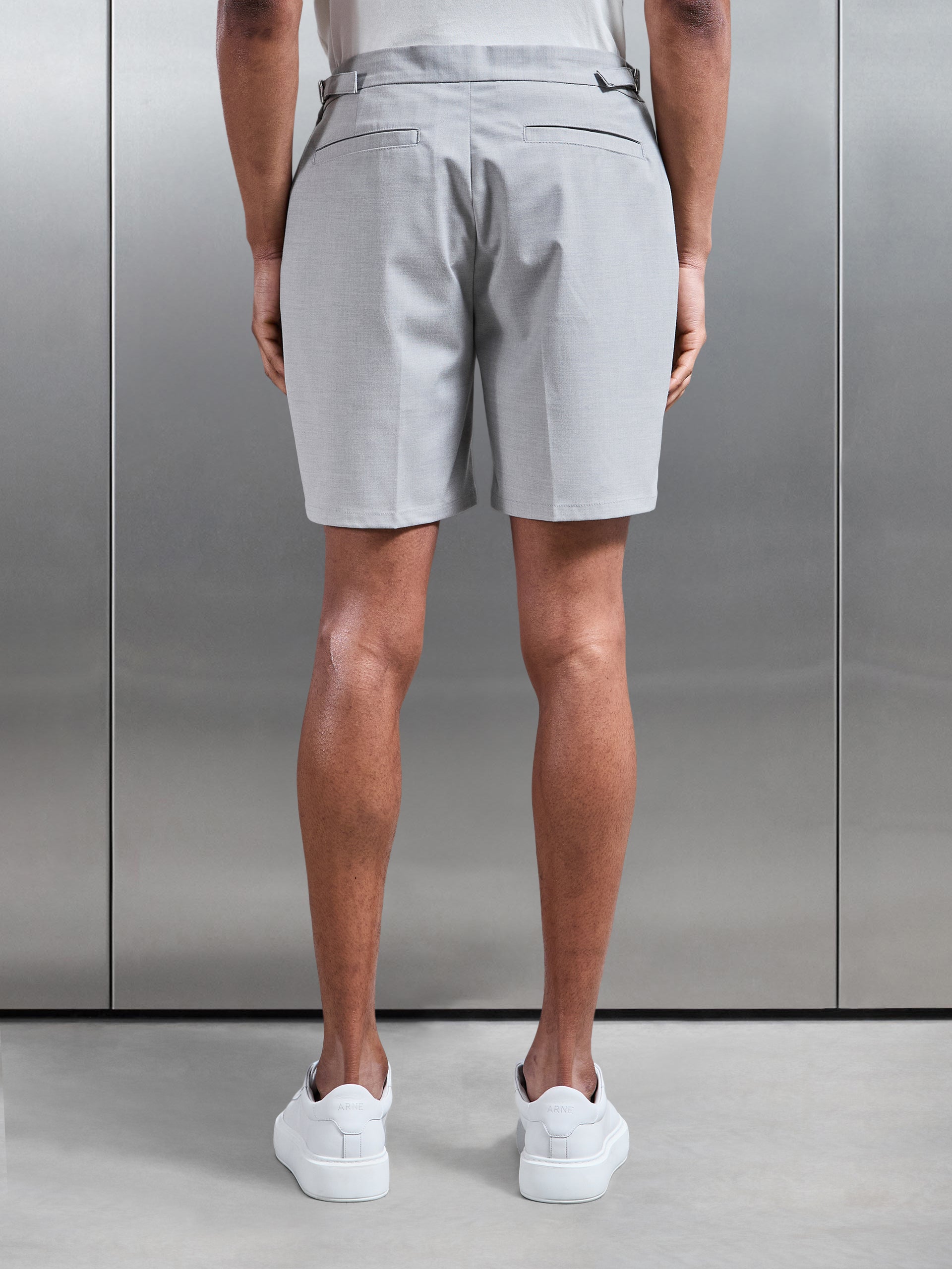 Mens Formal Stretch Side Adjuster Short in Stone