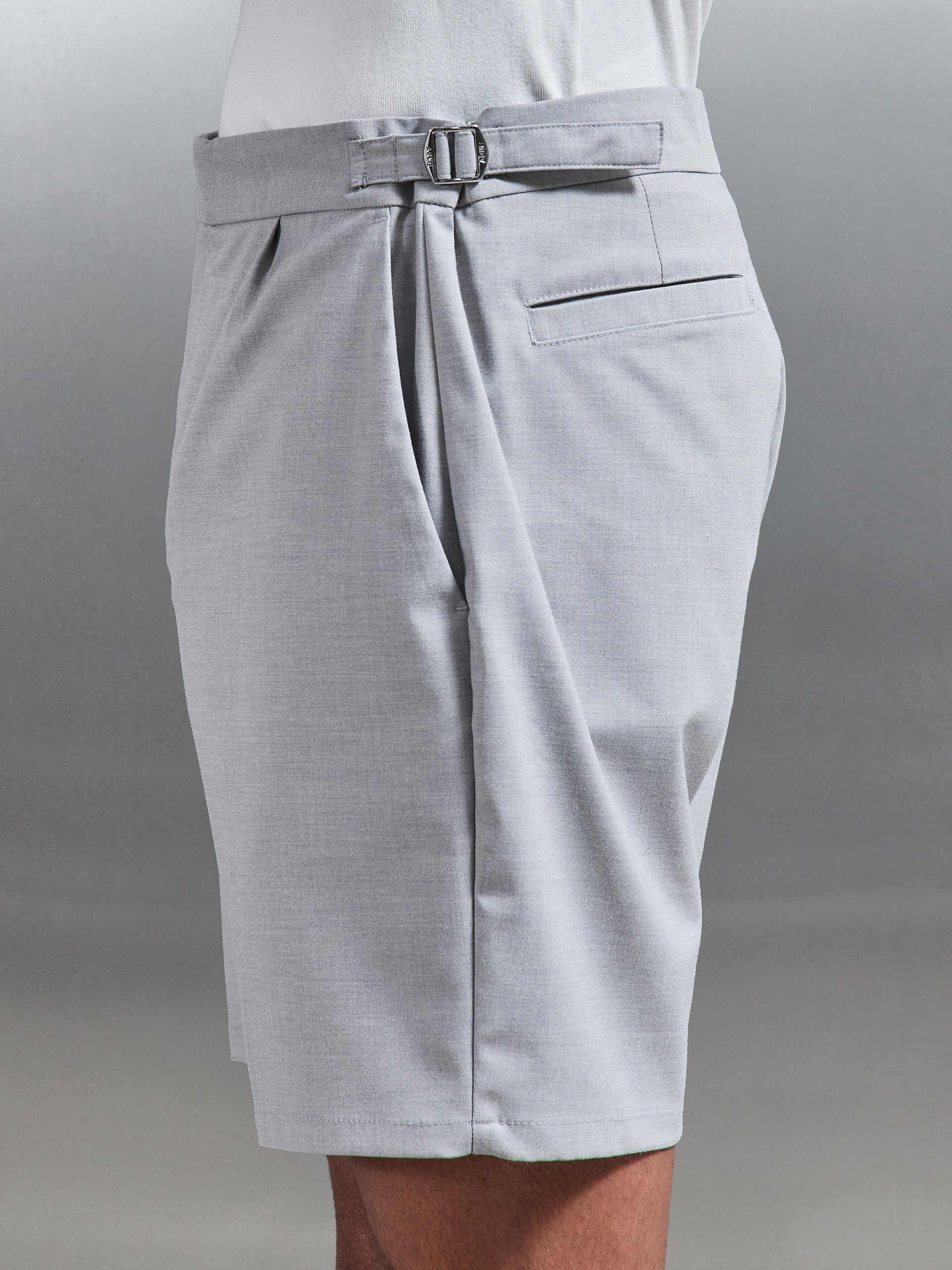 Mens Formal Stretch Side Adjuster Short in Stone