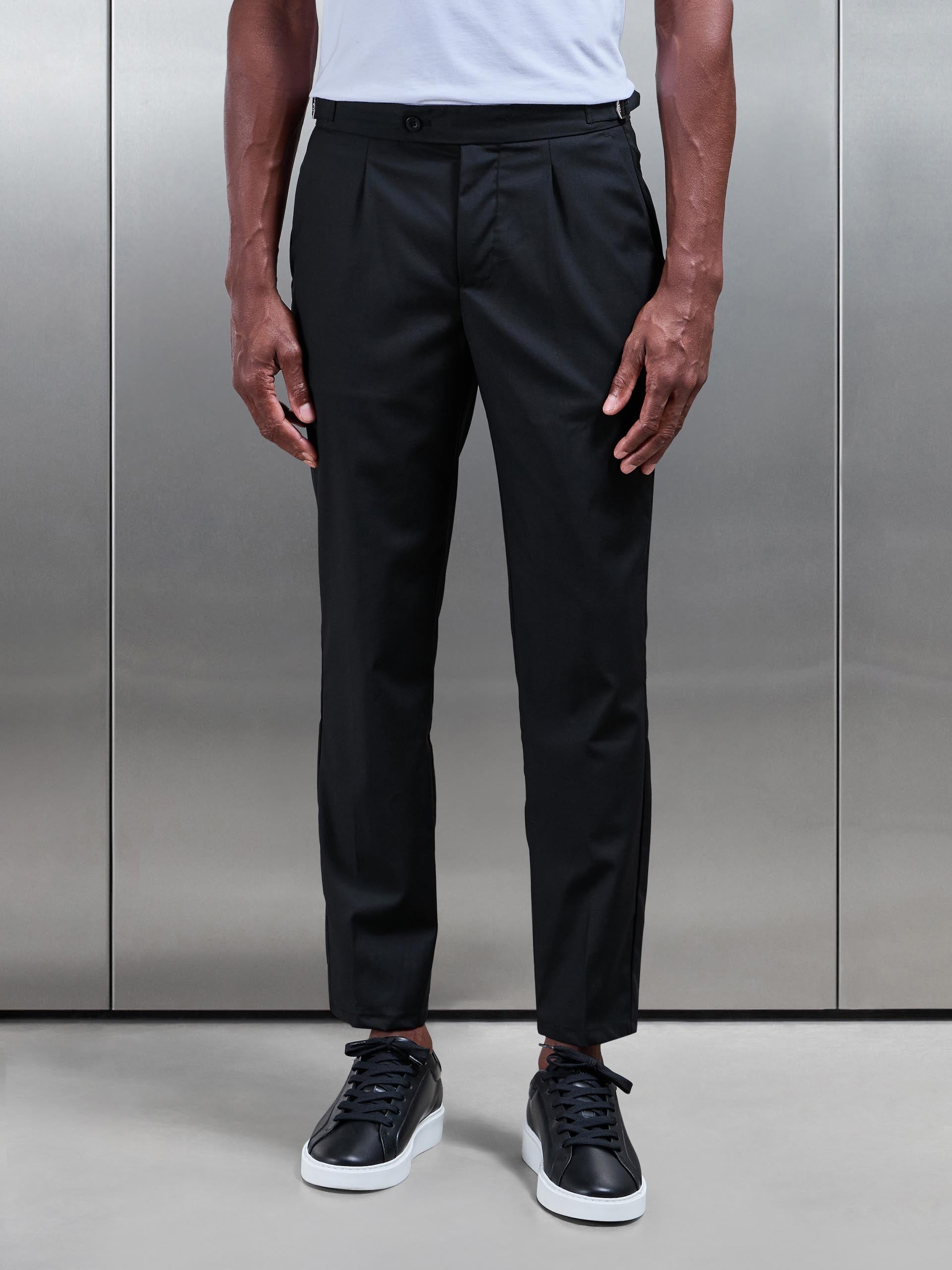Mens Formal Stretch Side Adjuster Trouser in Black