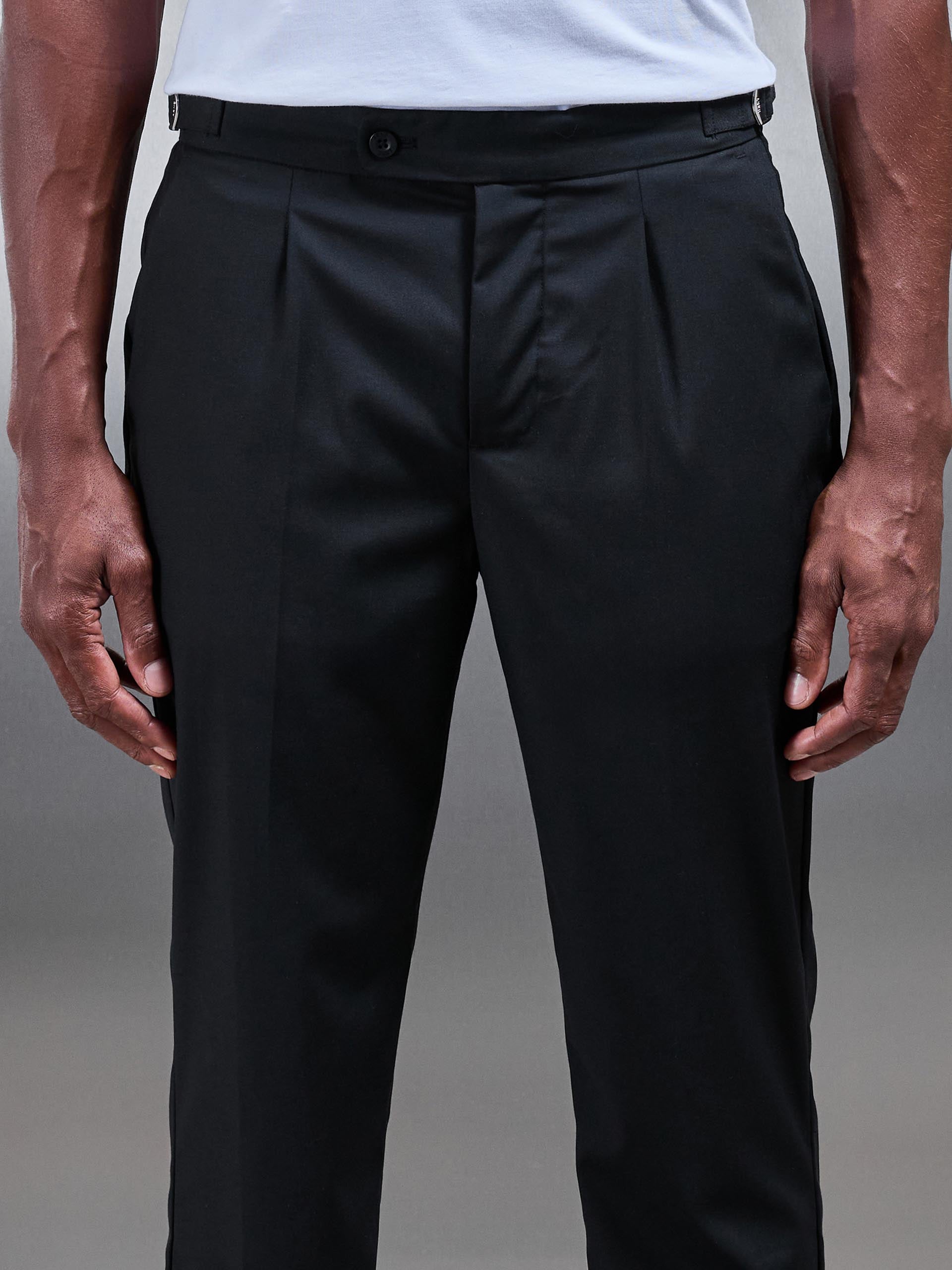 Mens Formal Stretch Side Adjuster Trouser in Black