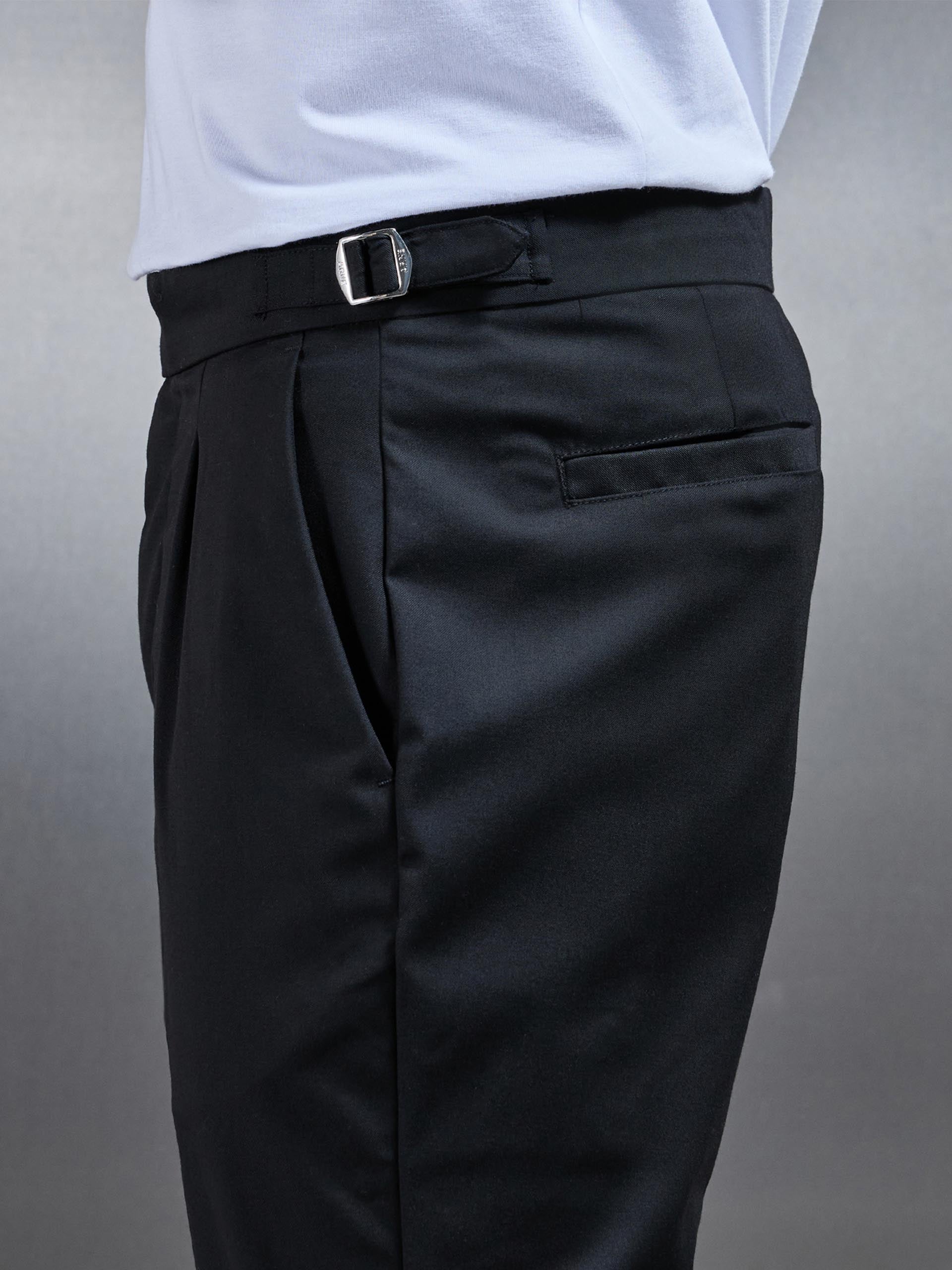 Mens Formal Stretch Side Adjuster Trouser in Black