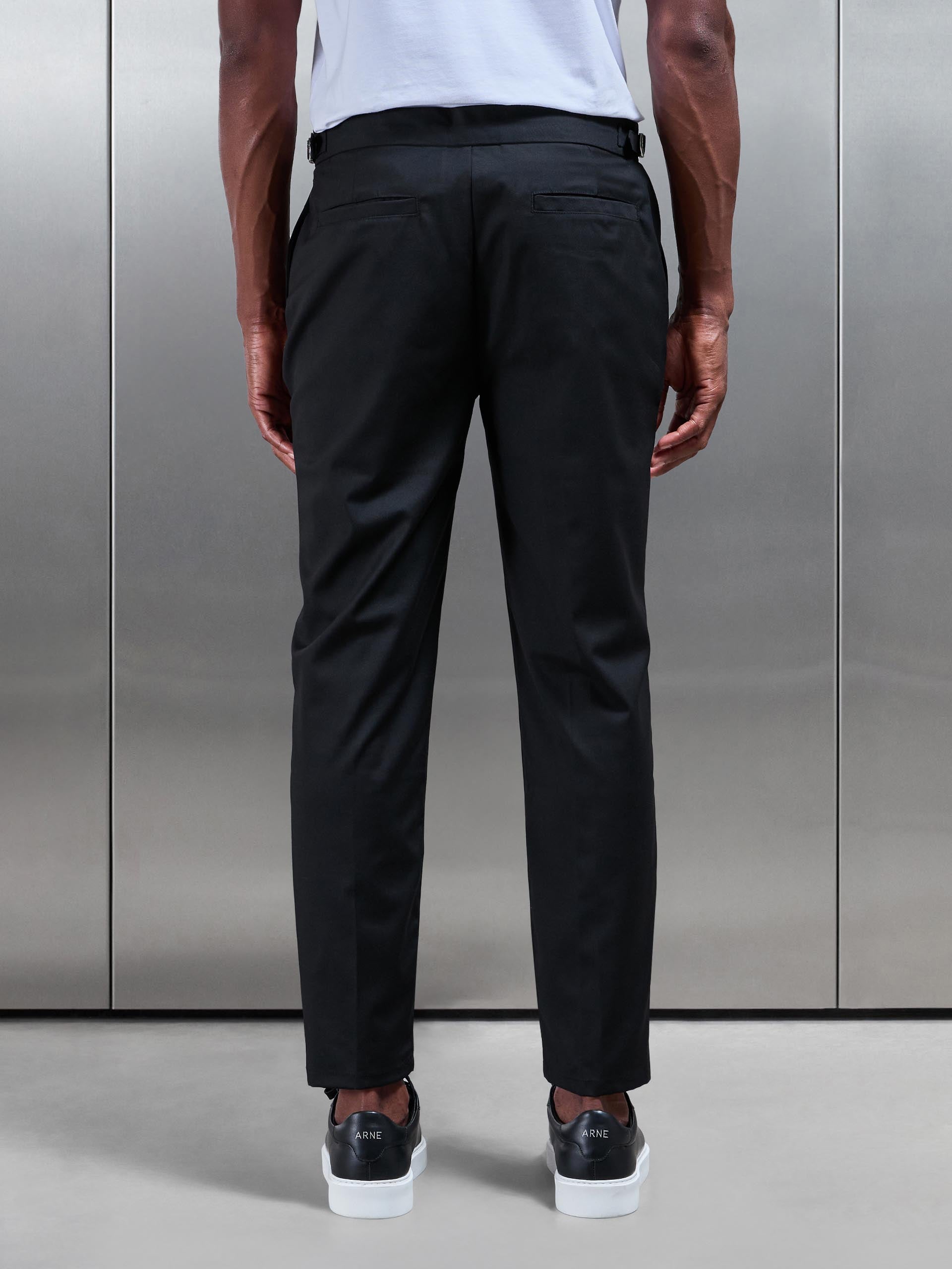 Mens Formal Stretch Side Adjuster Trouser in Black