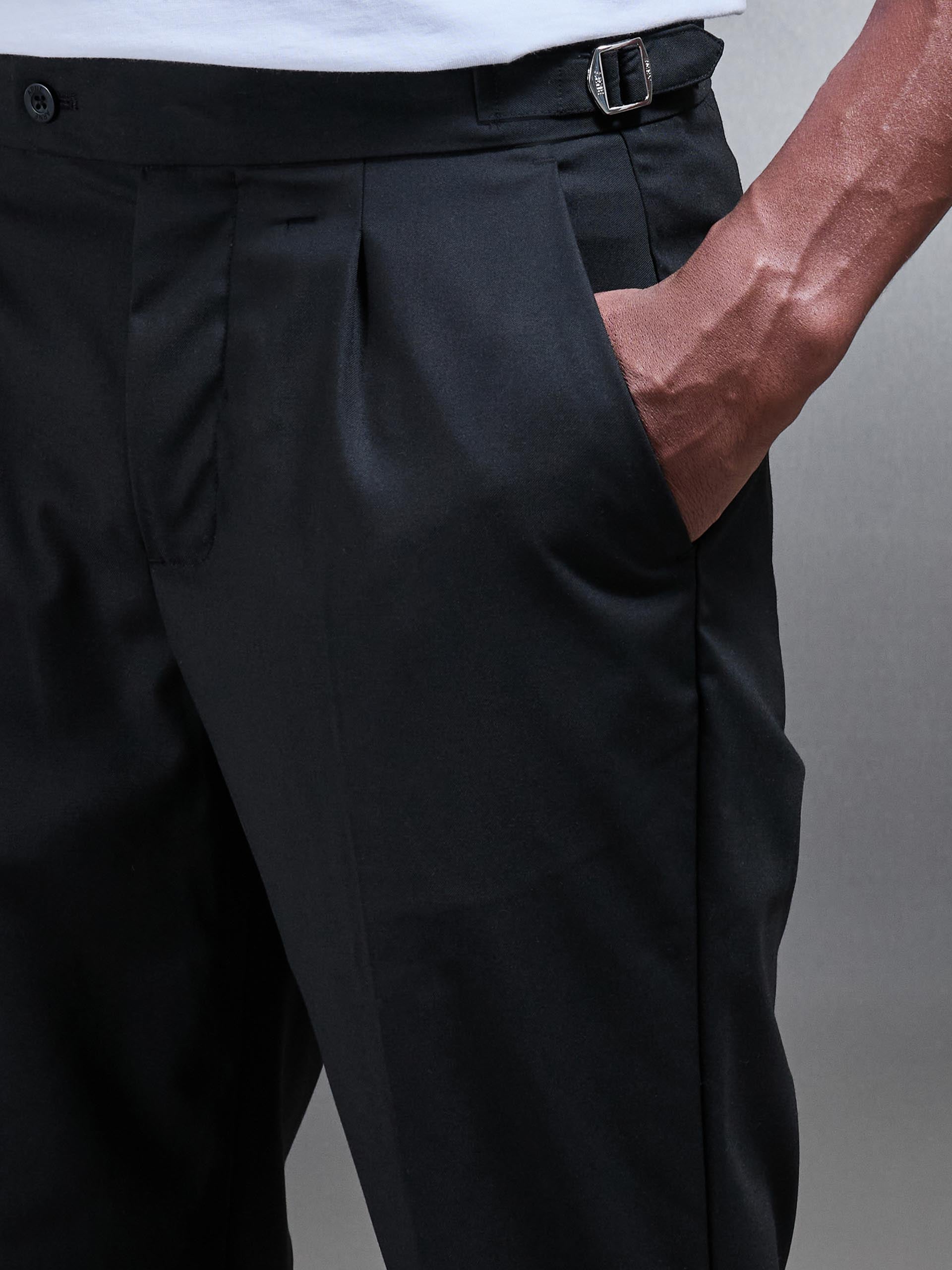 Mens Formal Stretch Side Adjuster Trouser in Black