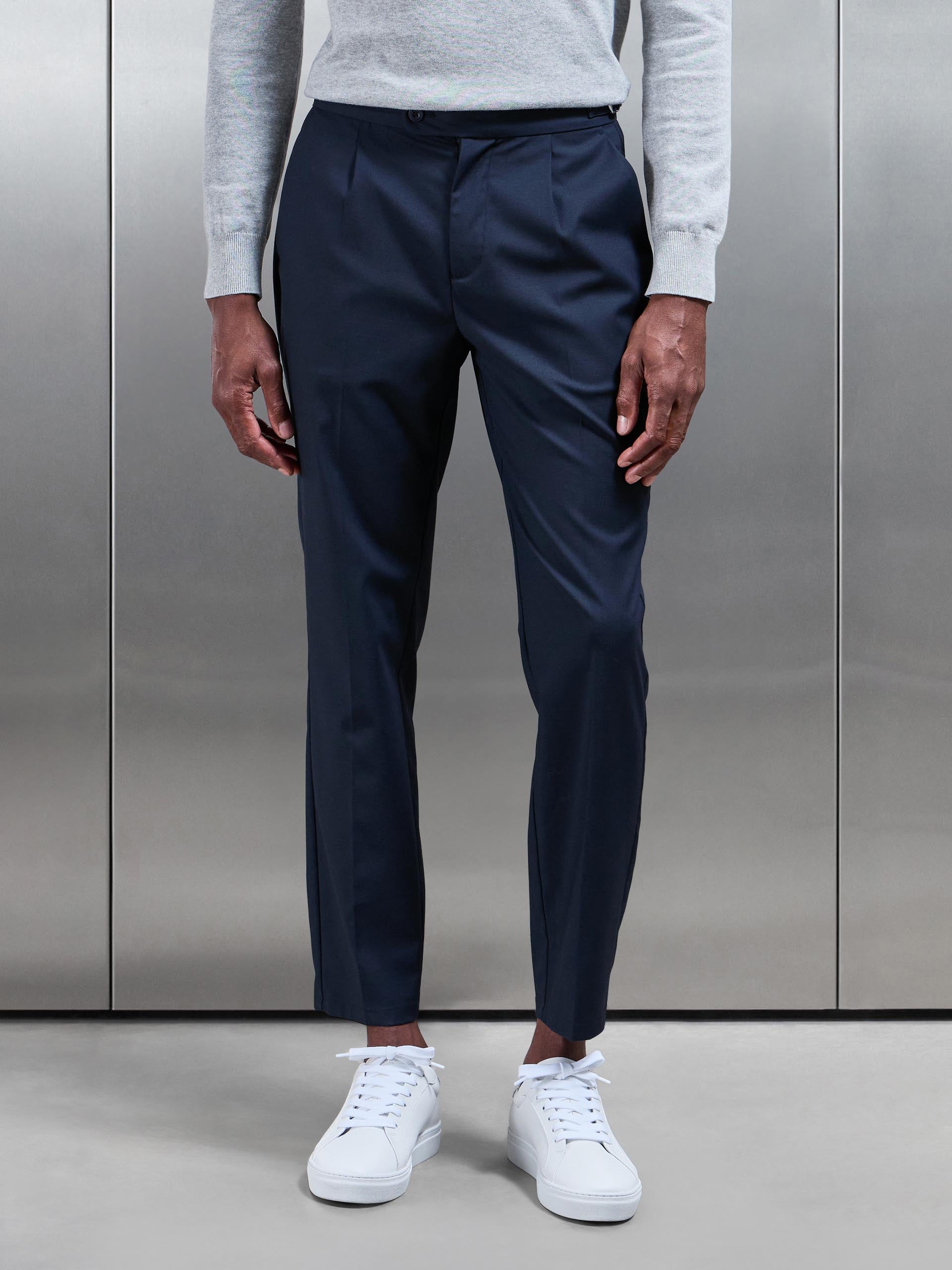 Mens Formal Stretch Side Adjuster Trouser in Navy