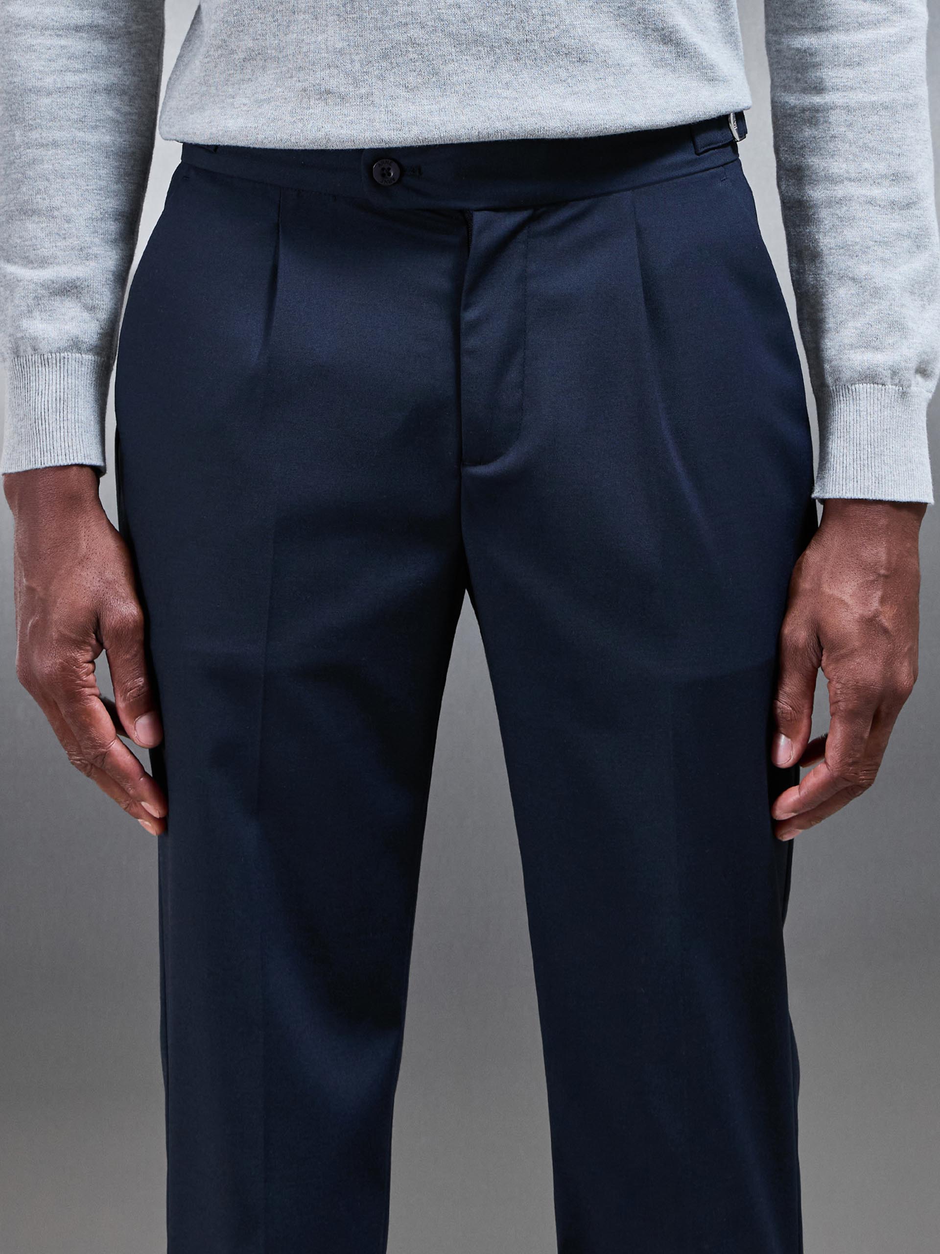 Mens Formal Stretch Side Adjuster Trouser in Navy