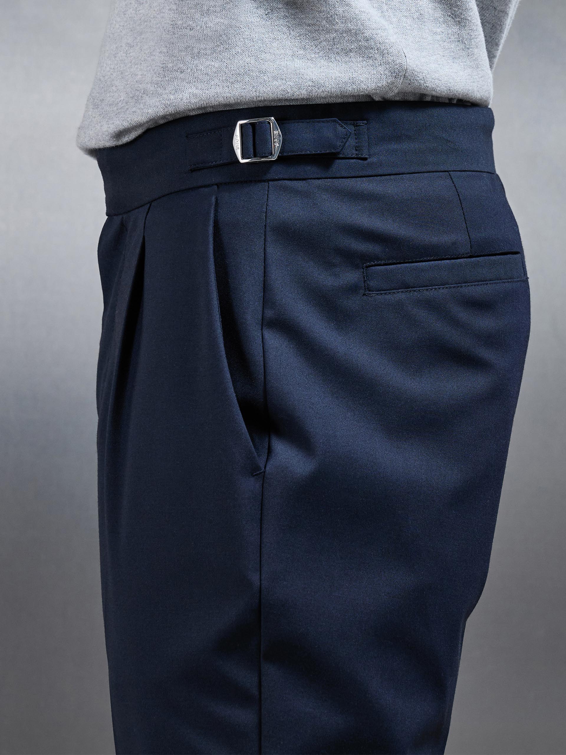 Mens Formal Stretch Side Adjuster Trouser in Navy
