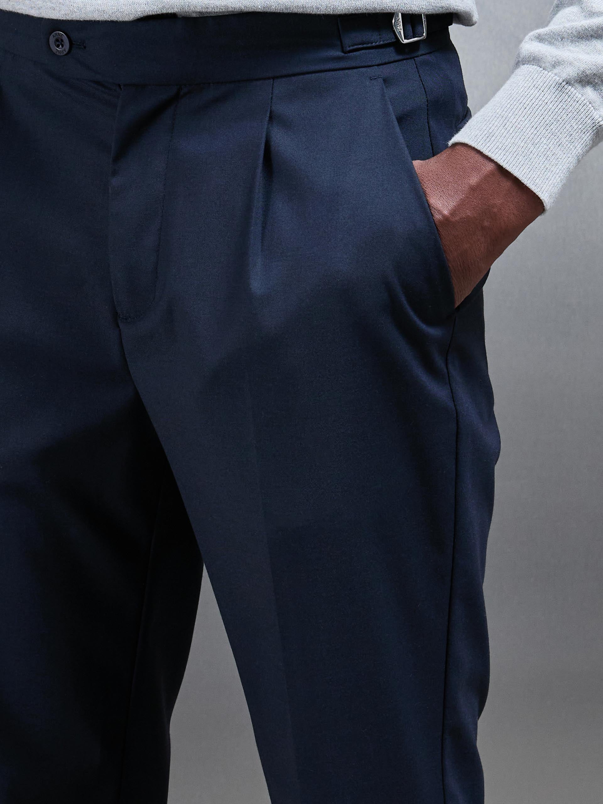 Mens Formal Stretch Side Adjuster Trouser in Navy
