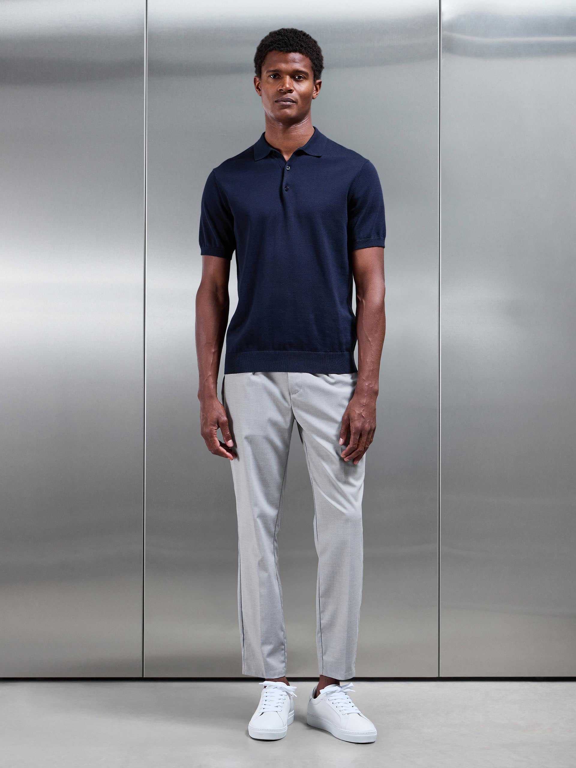Mens Formal Stretch Side Adjuster Trouser in Stone