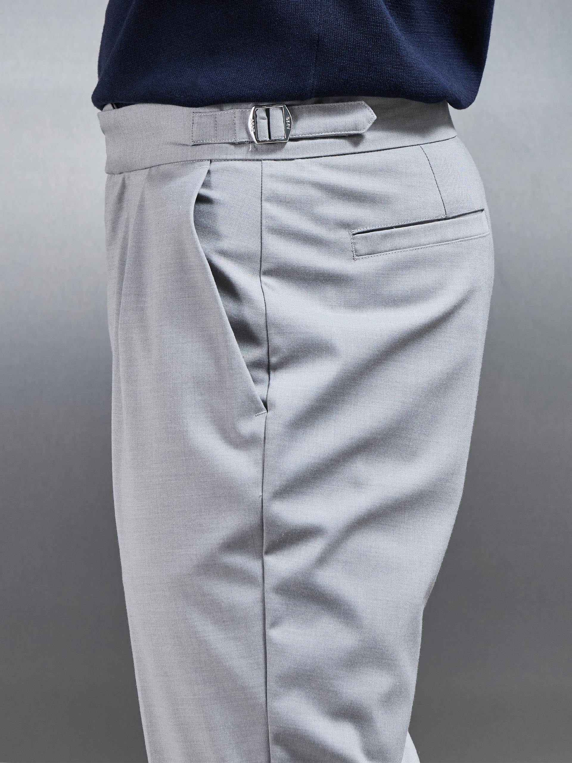Mens Formal Stretch Side Adjuster Trouser in Stone