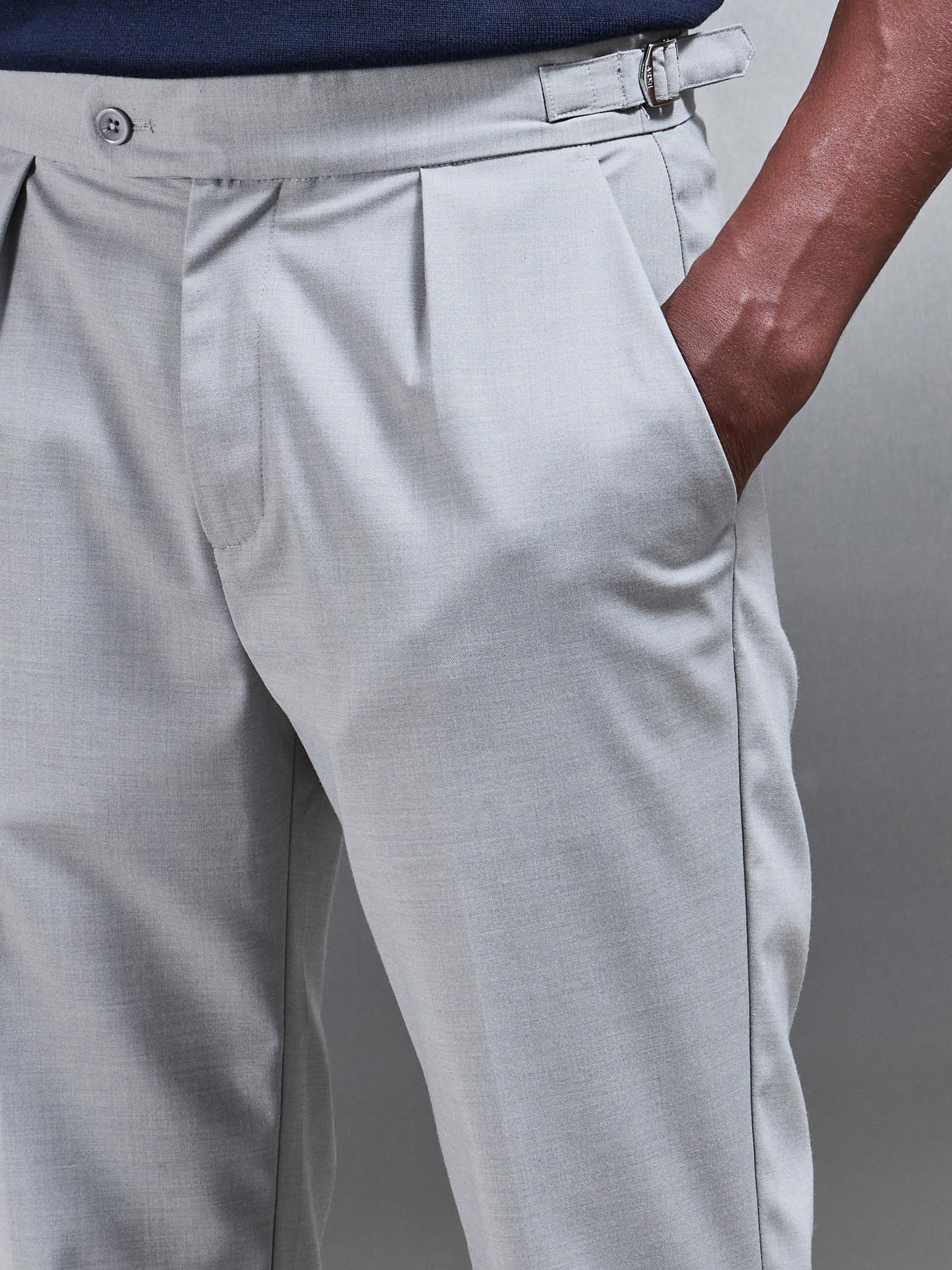 Mens Formal Stretch Side Adjuster Trouser in Stone