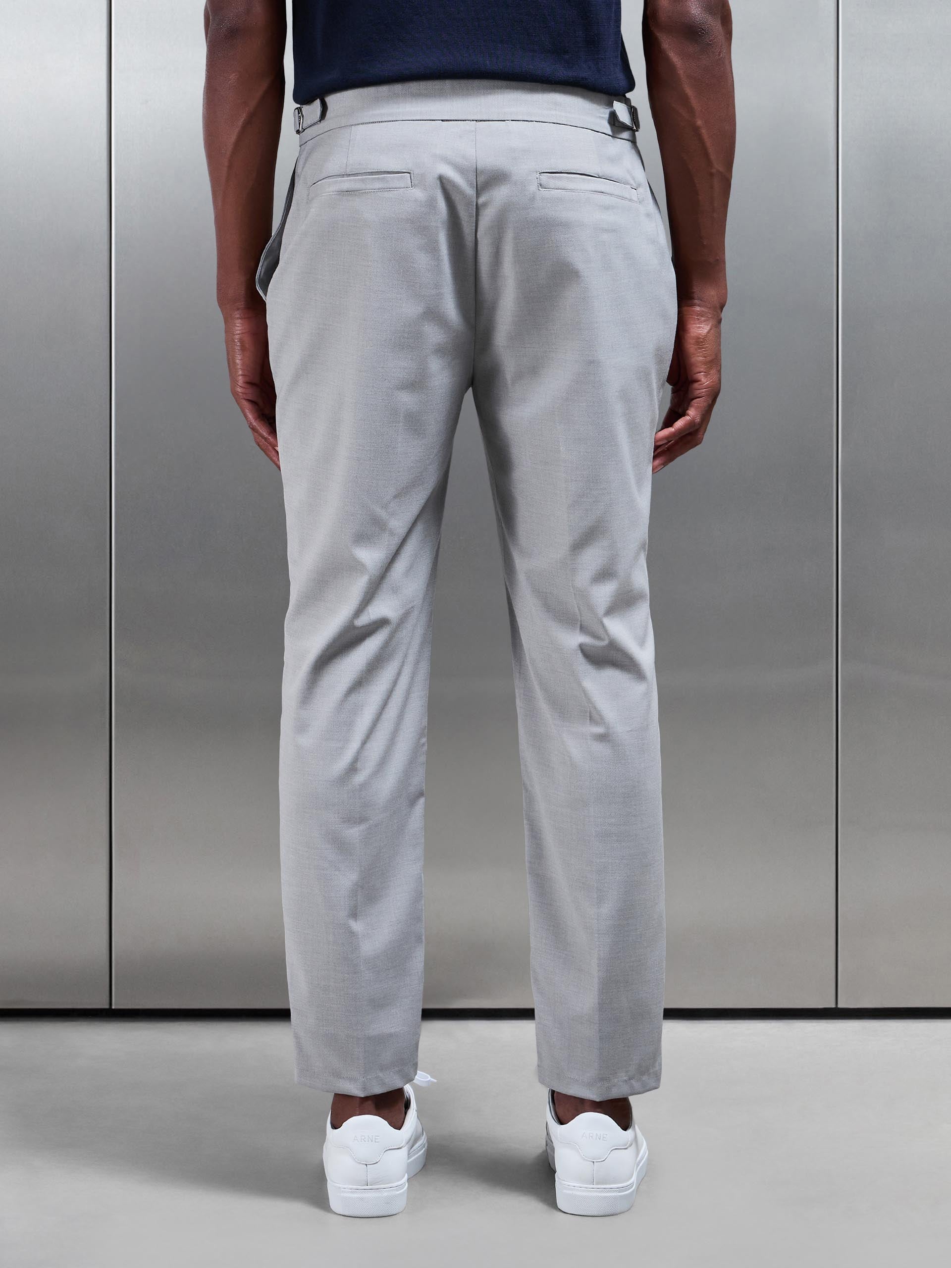 Mens Formal Stretch Side Adjuster Trouser in Stone