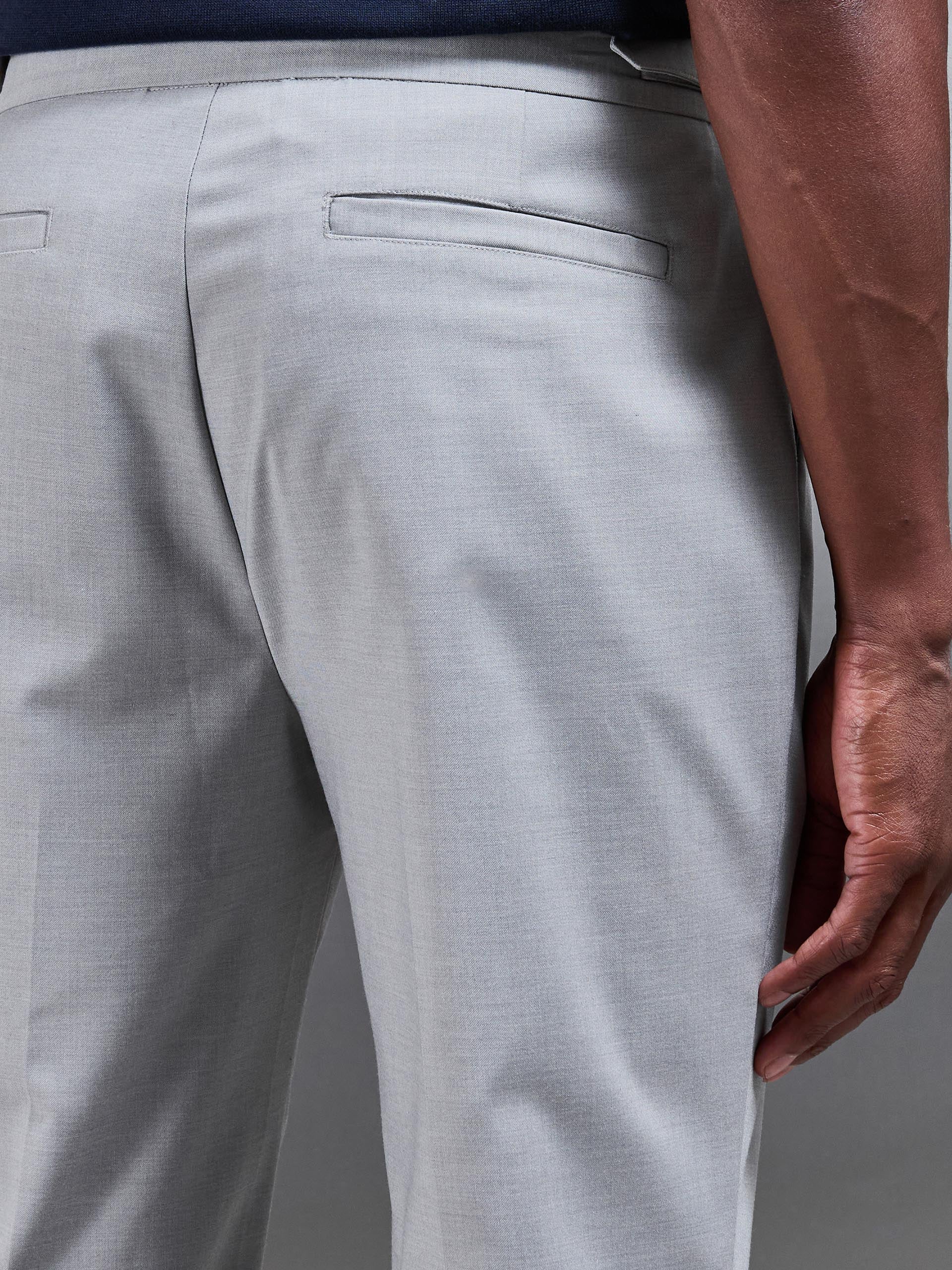 Mens Formal Stretch Side Adjuster Trouser in Stone