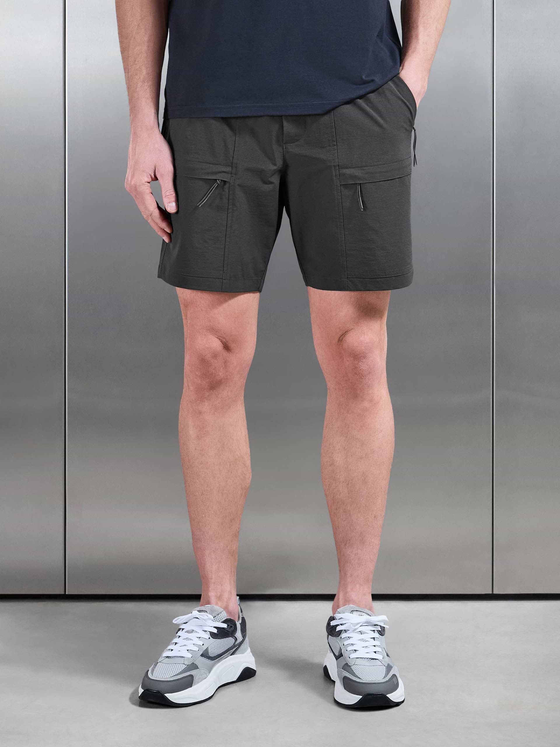 Front Pocket Technical Cargo Short in Grey