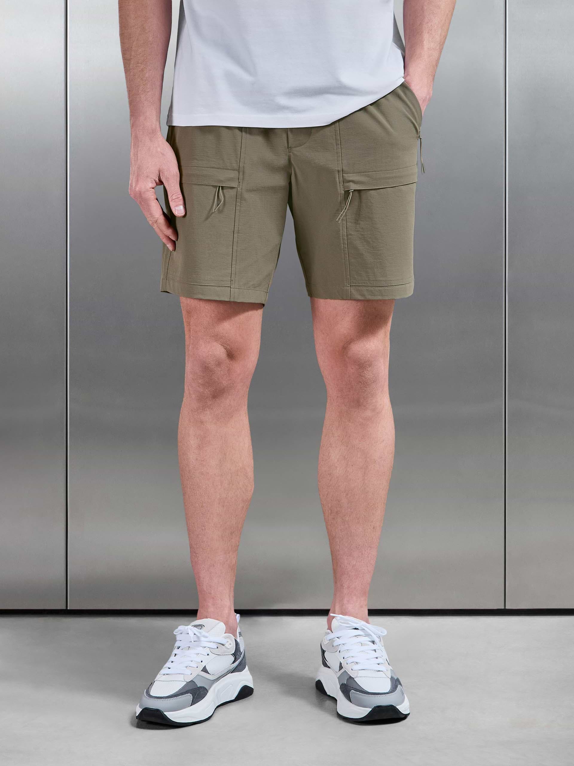 Front Pocket Technical Cargo Short in Olive