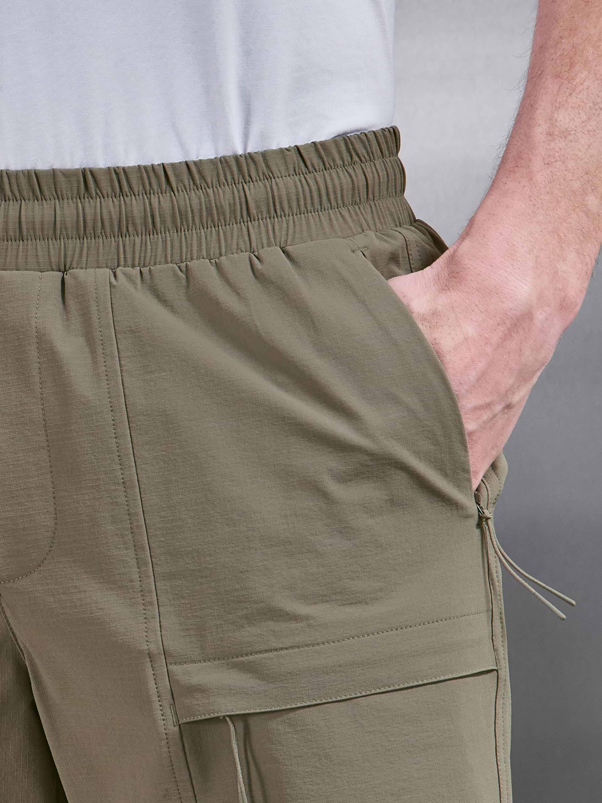 Front Pocket Technical Cargo Short in Olive