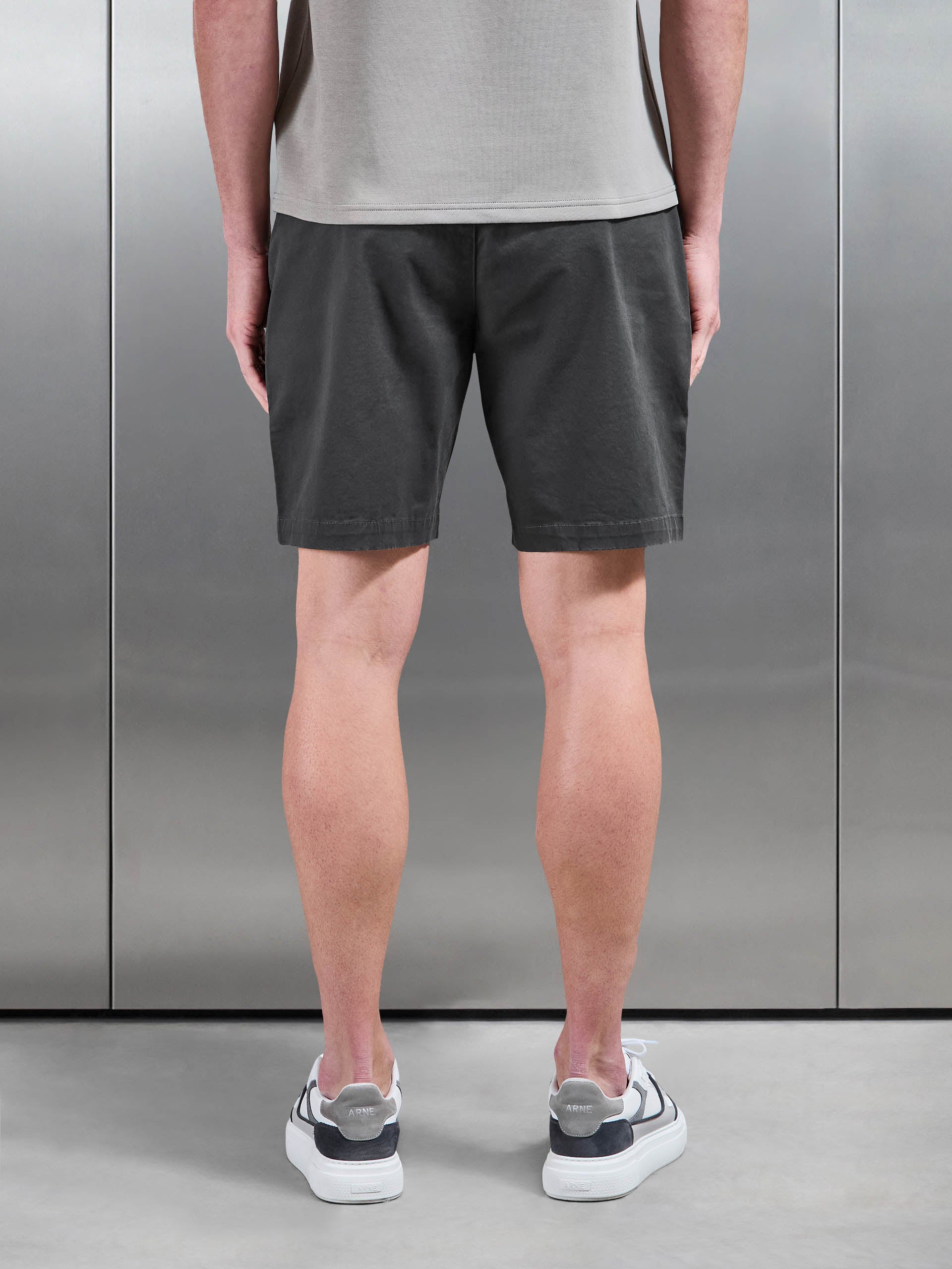 Mens Front Stitch Cotton Cargo Short in Grey