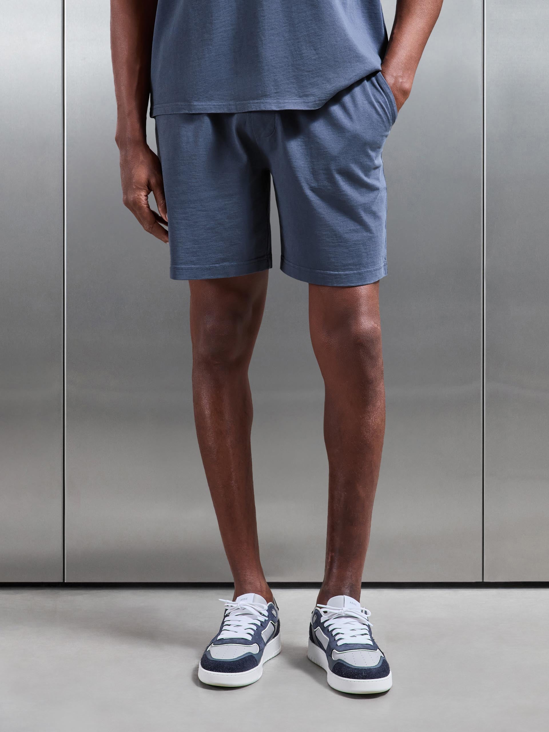 Mens Garment Dye Relaxed Short in Slate Blue
