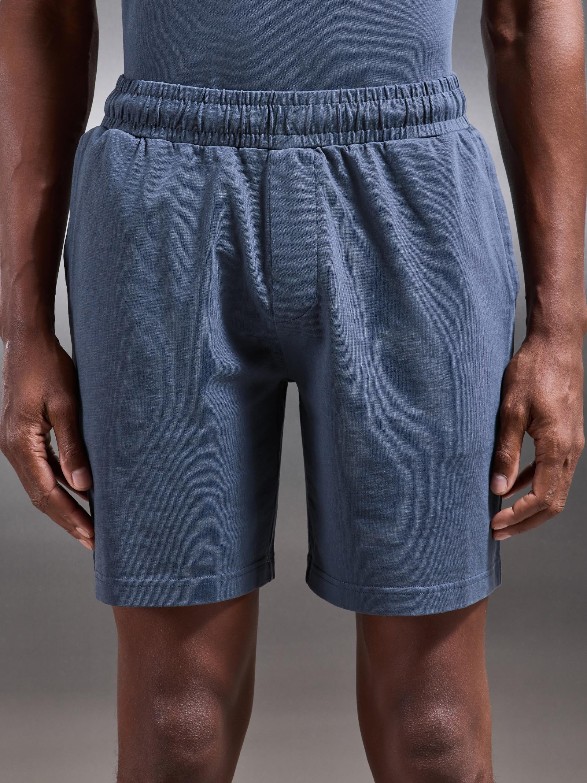 Mens Garment Dye Relaxed Short in Slate Blue