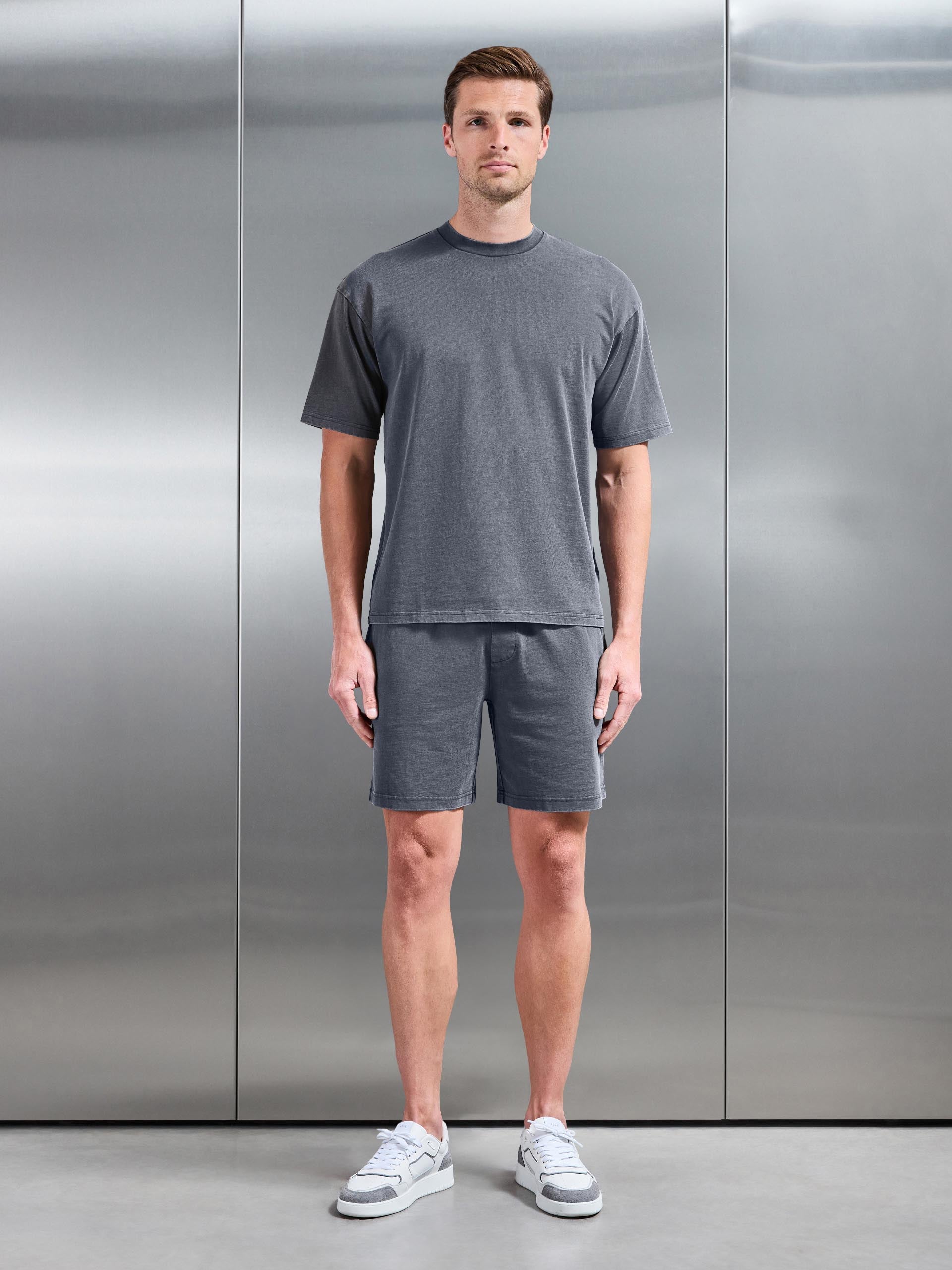 Mens Garment Dye Relaxed T-Shirt in Grey