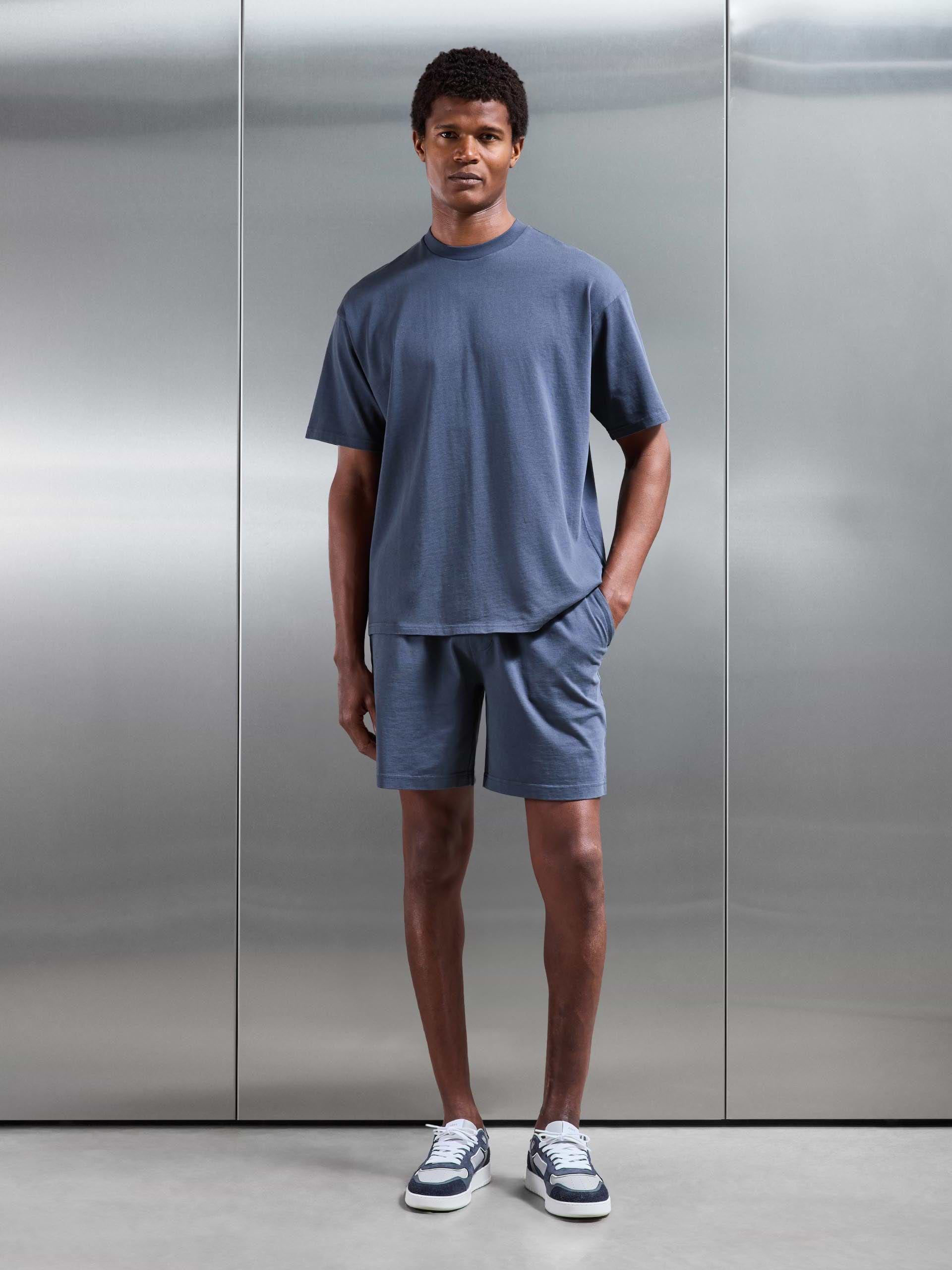 Mens Garment Dye Relaxed T-Shirt in Slate Blue