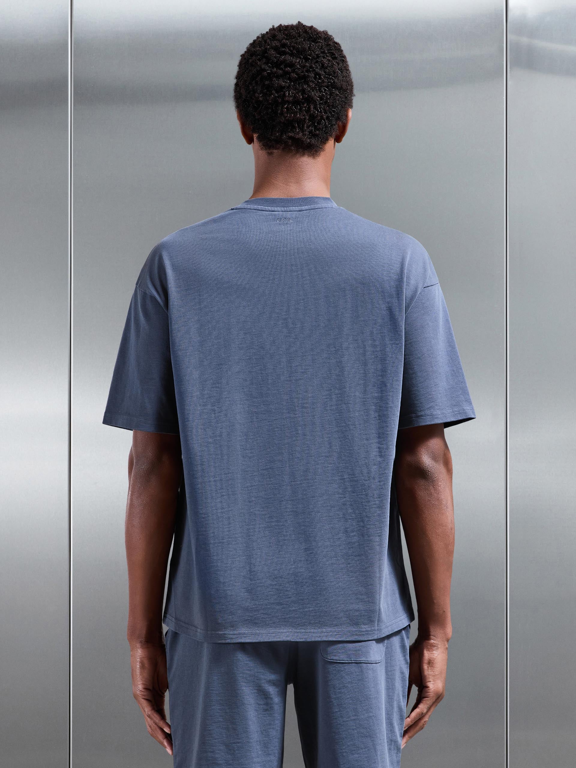 Mens Garment Dye Relaxed T-Shirt in Slate Blue