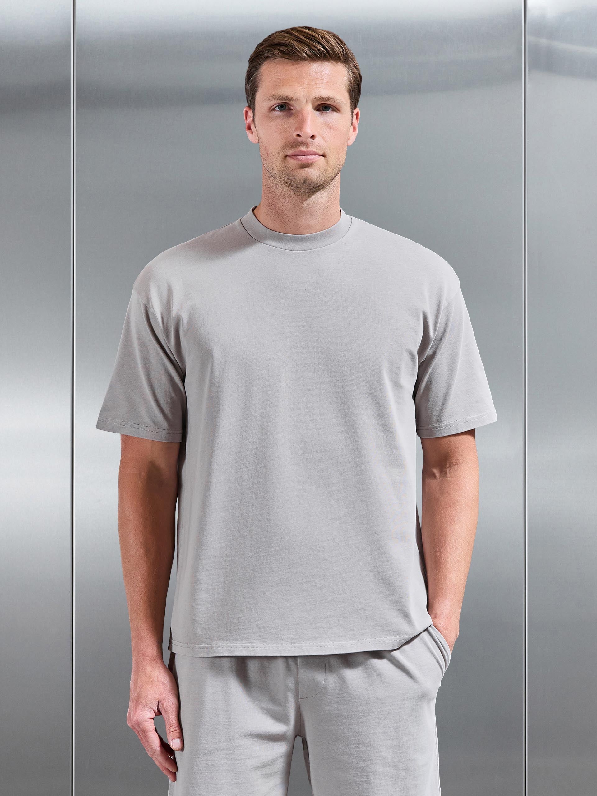 Mens Garment Dye Relaxed T-Shirt in Stone