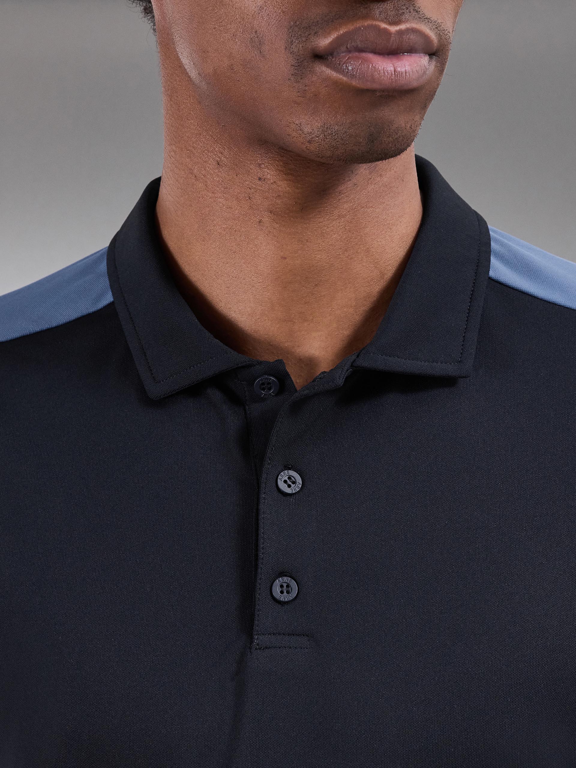 Mens Golf Colour Block Polo Shirt in Navy
