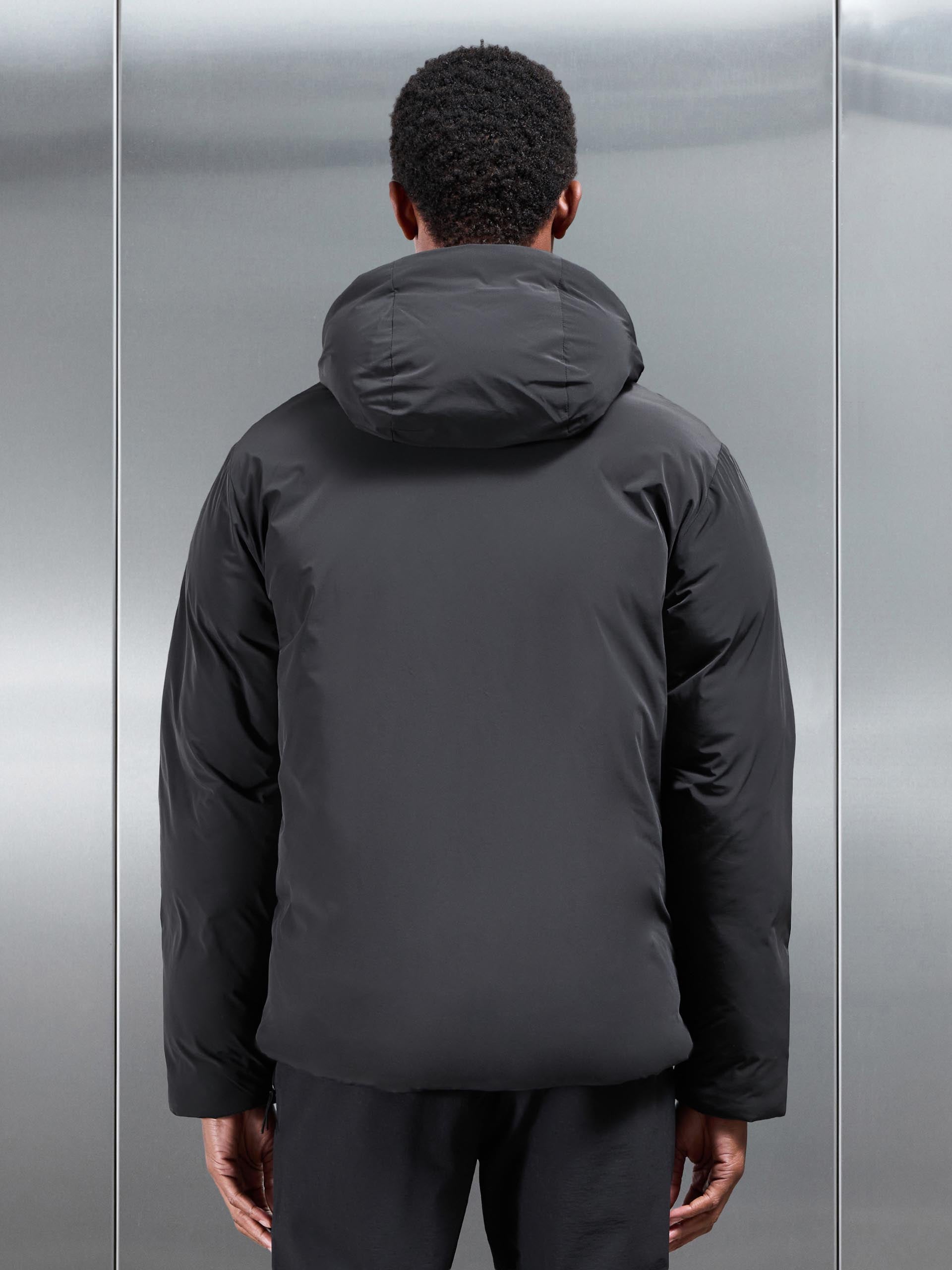 Mens Hooded Puffer Jacket in Black