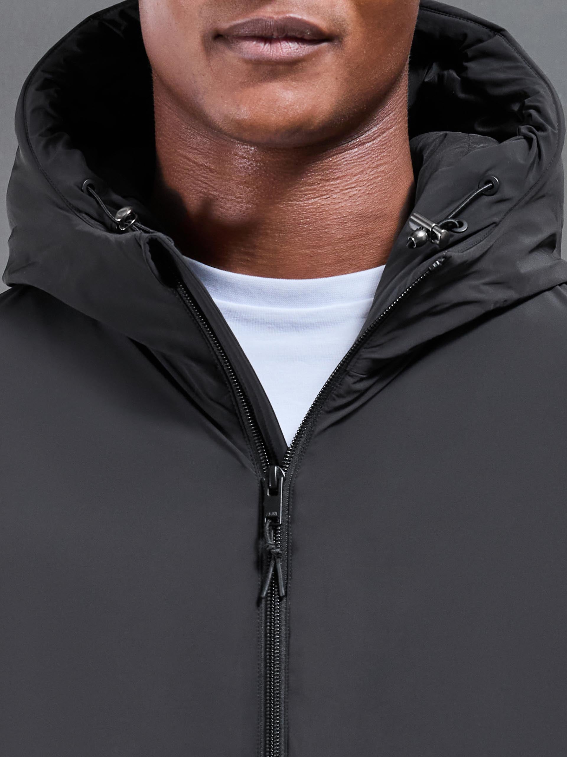 Mens Hooded Puffer Jacket in Black