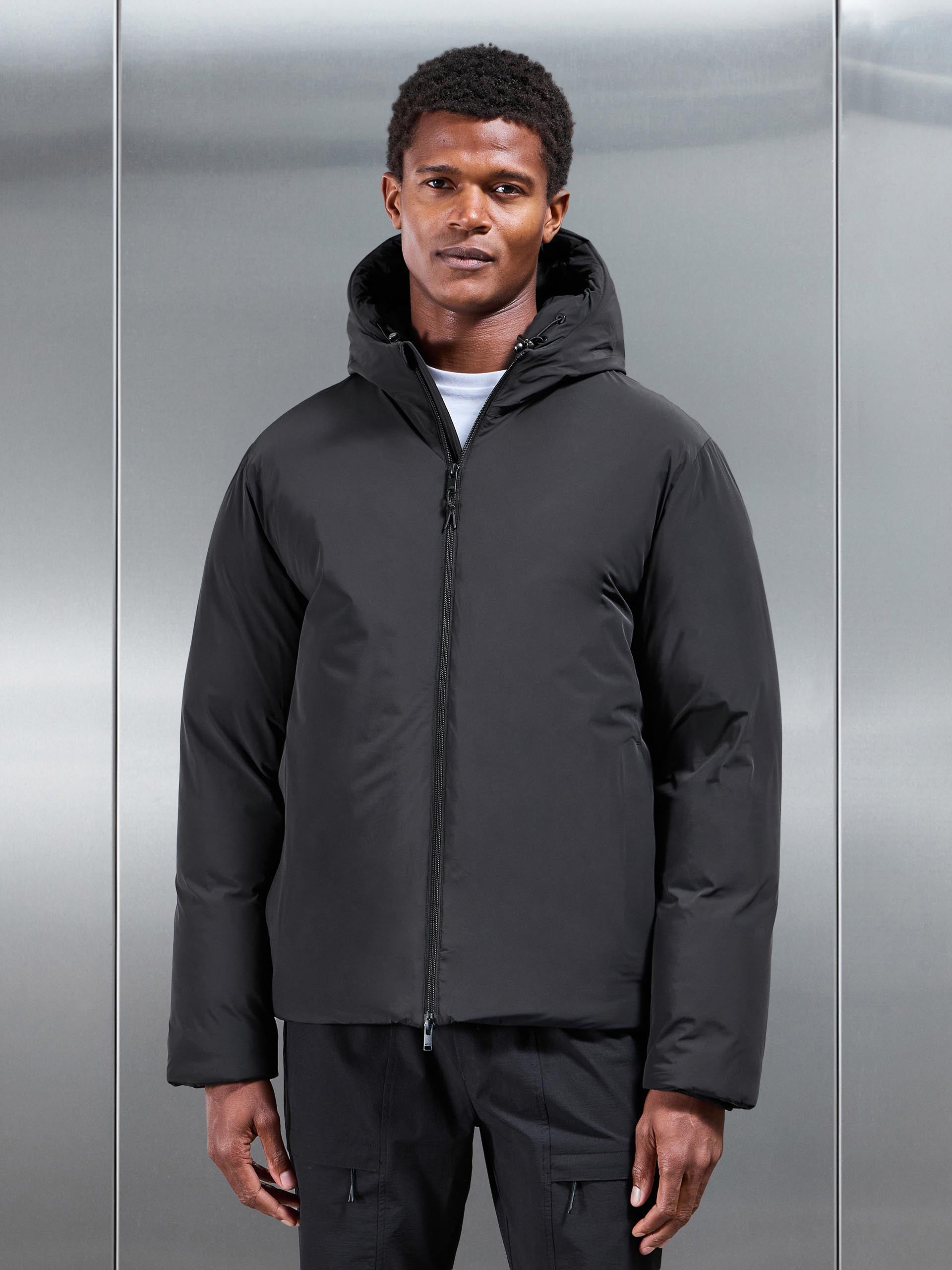 Mens Hooded Puffer Jacket in Black