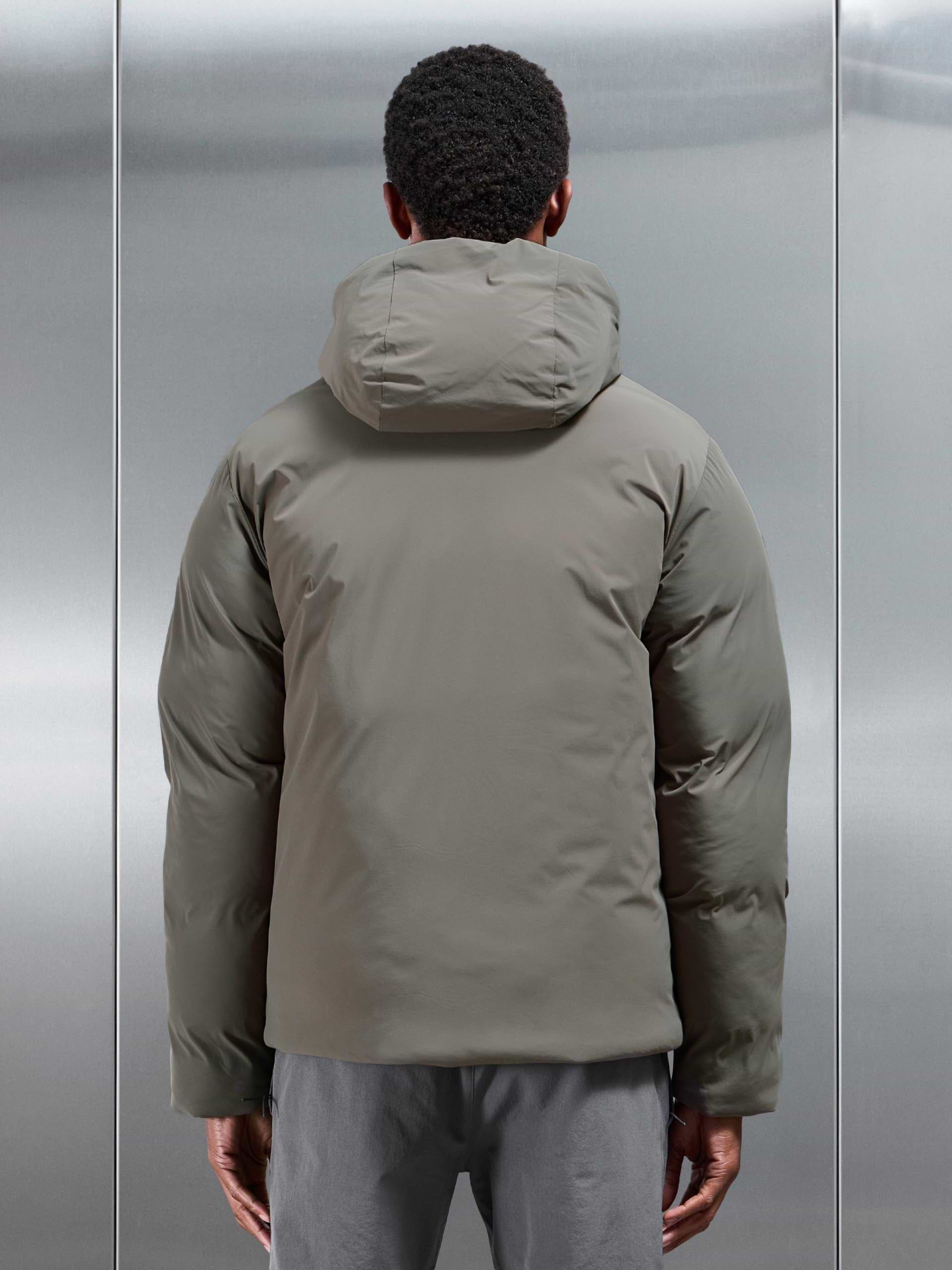 Hooded Puffer Jacket in Olive