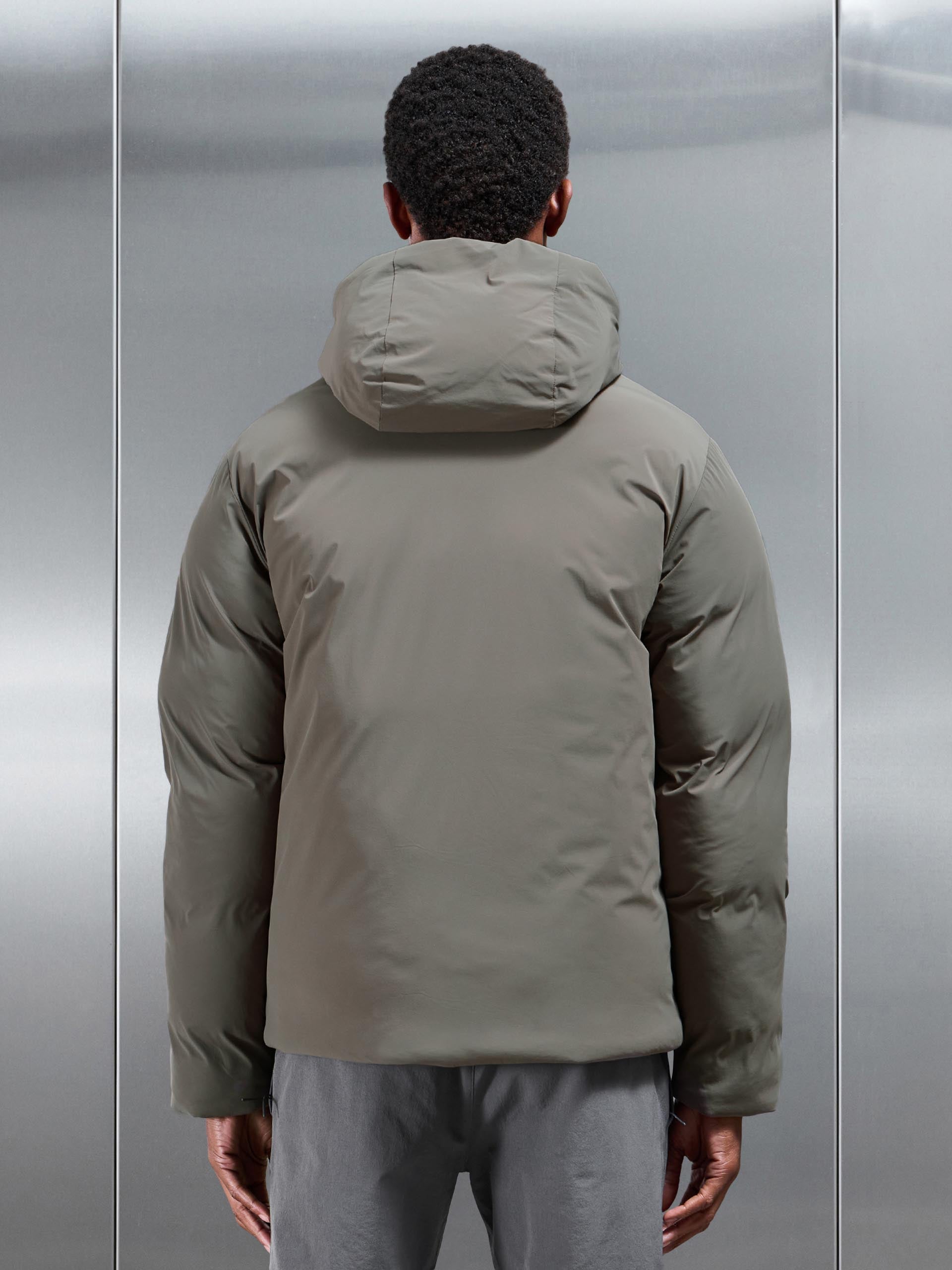 Mens Hooded Puffer Jacket in Olive