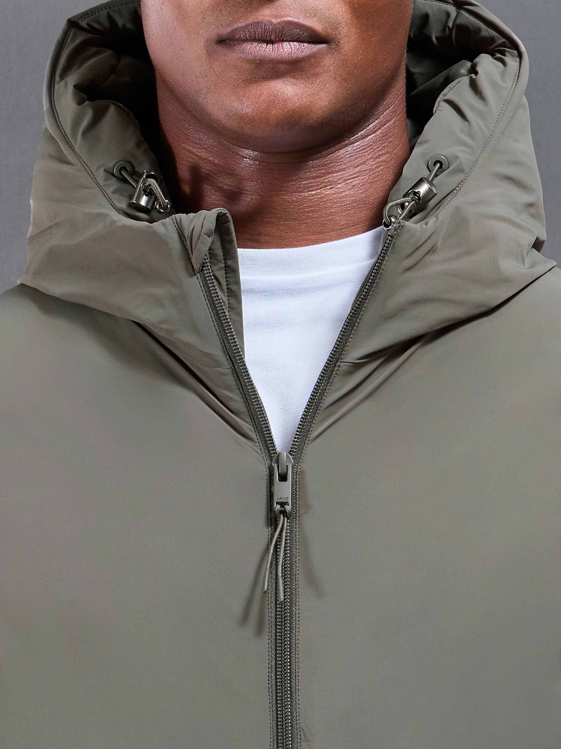 Hooded Puffer Jacket in Olive