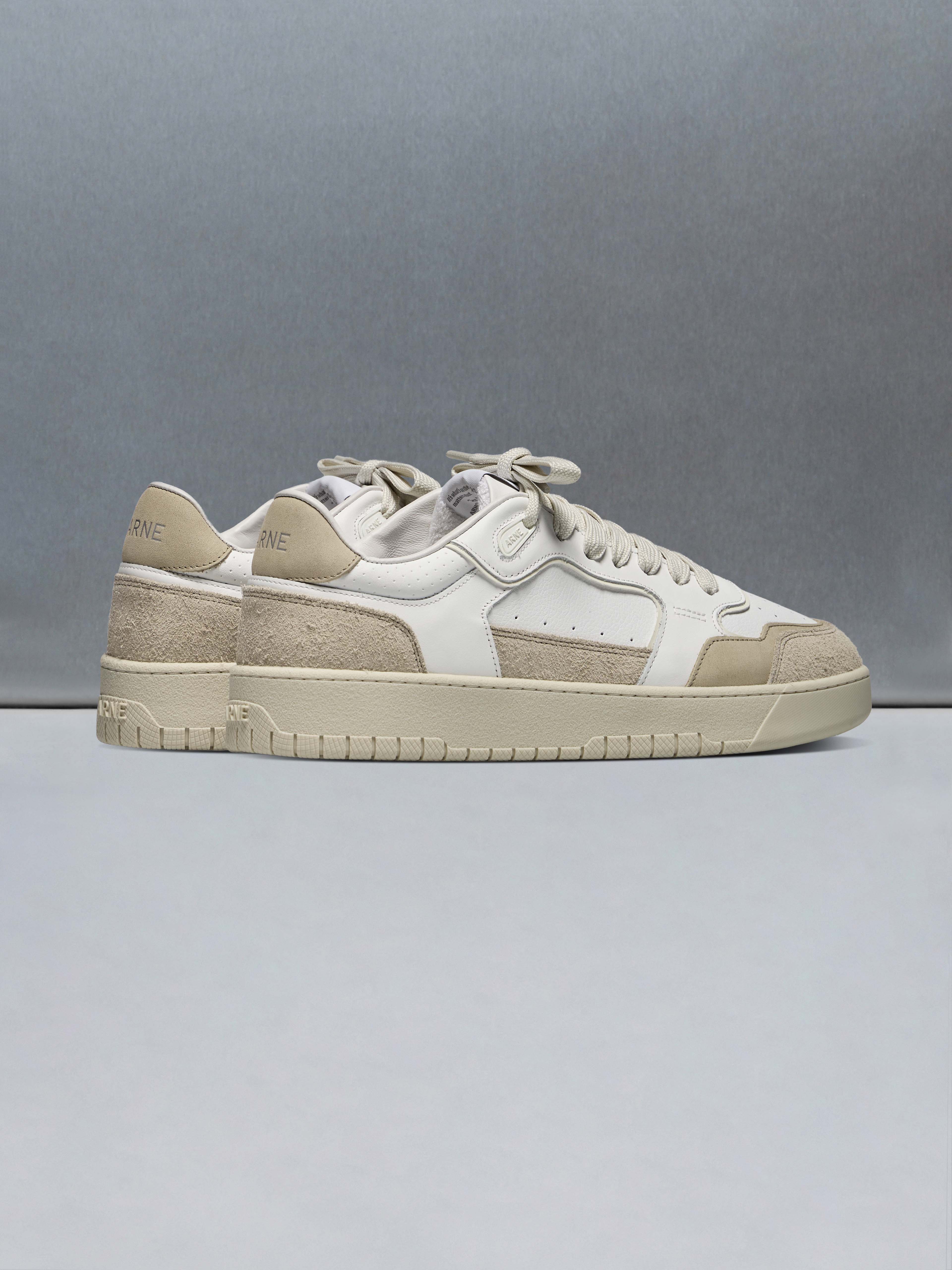 Mens Hoop Trainer in White Beige