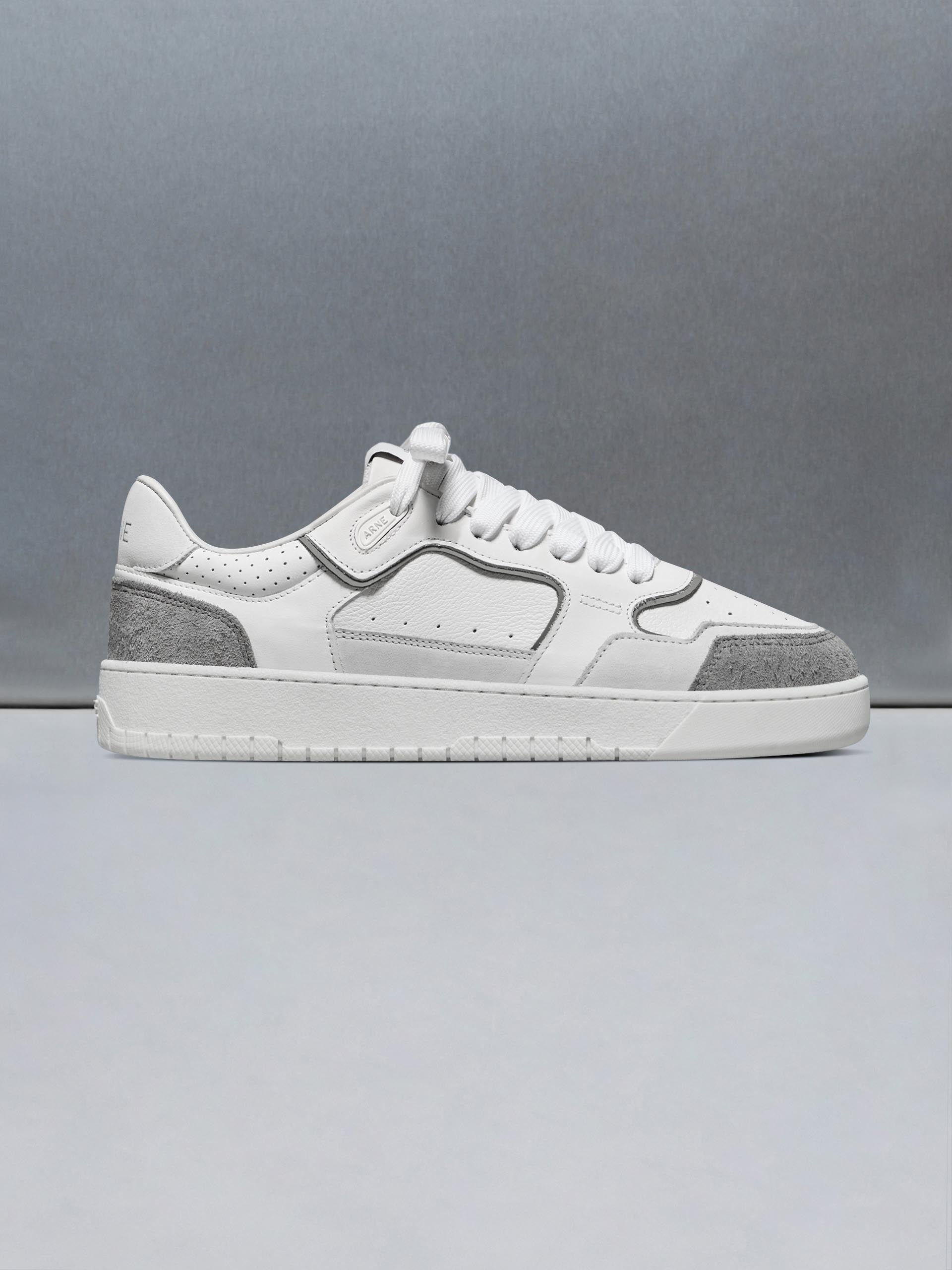 Mens Hoop Trainer in White Grey