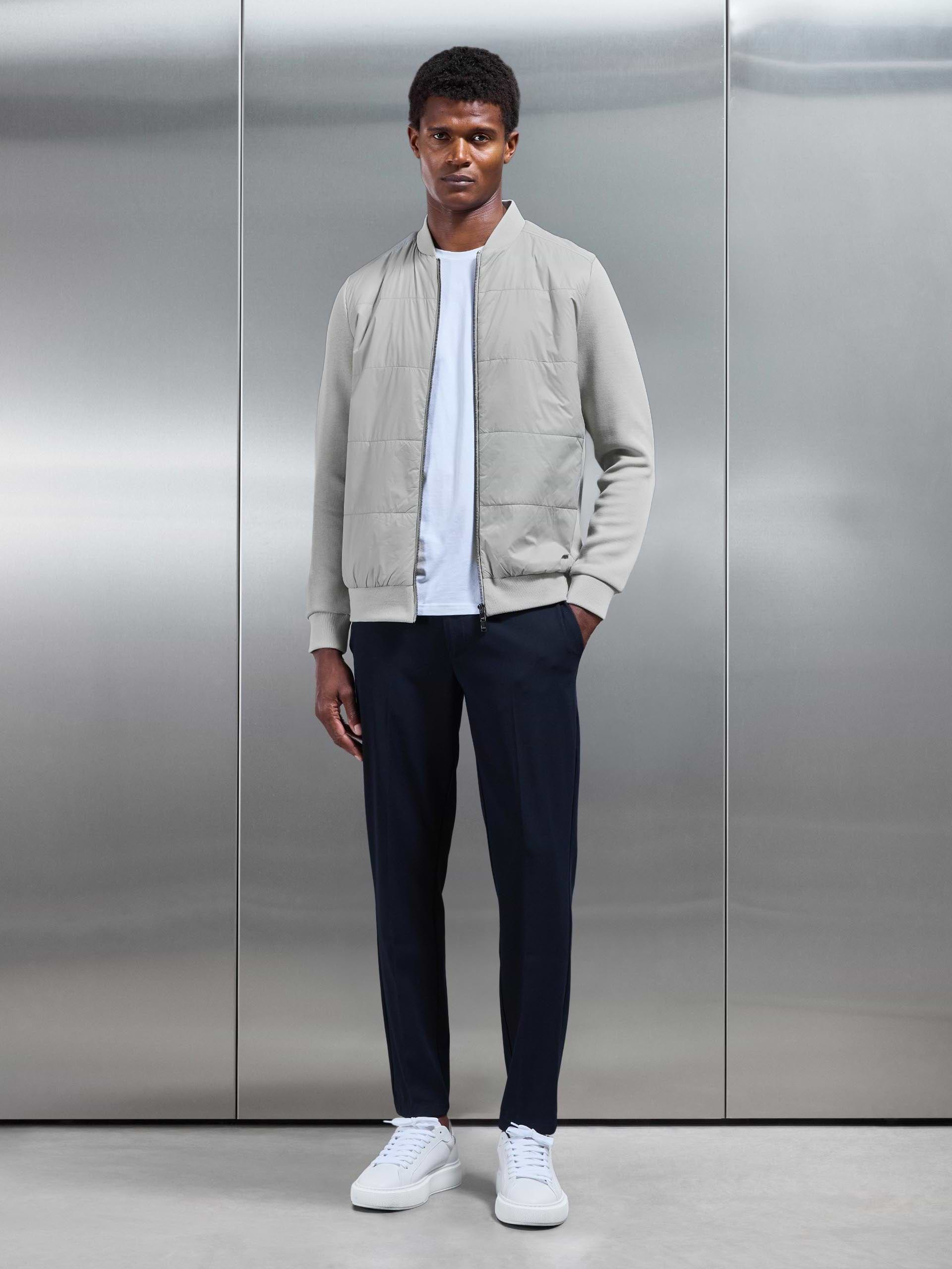 Mens Hybrid Bomber Jacket in Stone