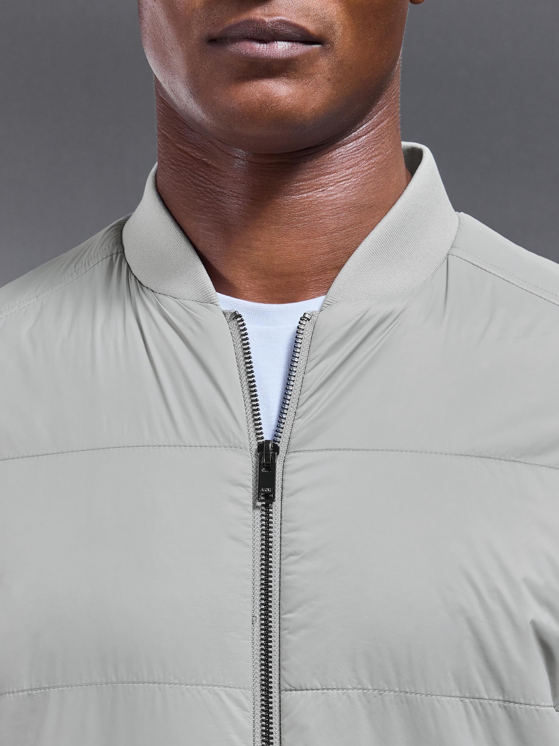 Mens Hybrid Bomber Jacket in Stone