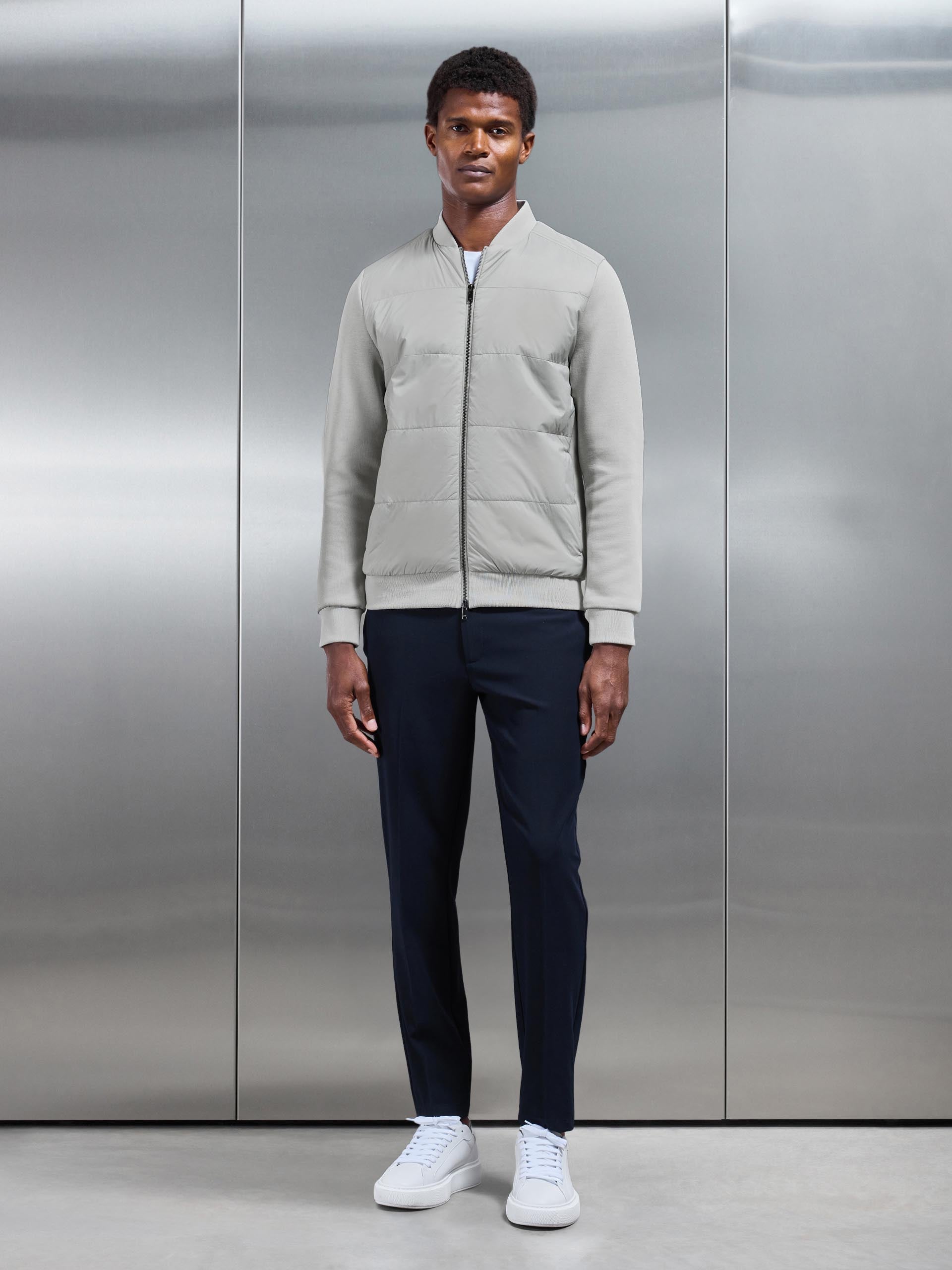 Mens Hybrid Bomber Jacket in Stone