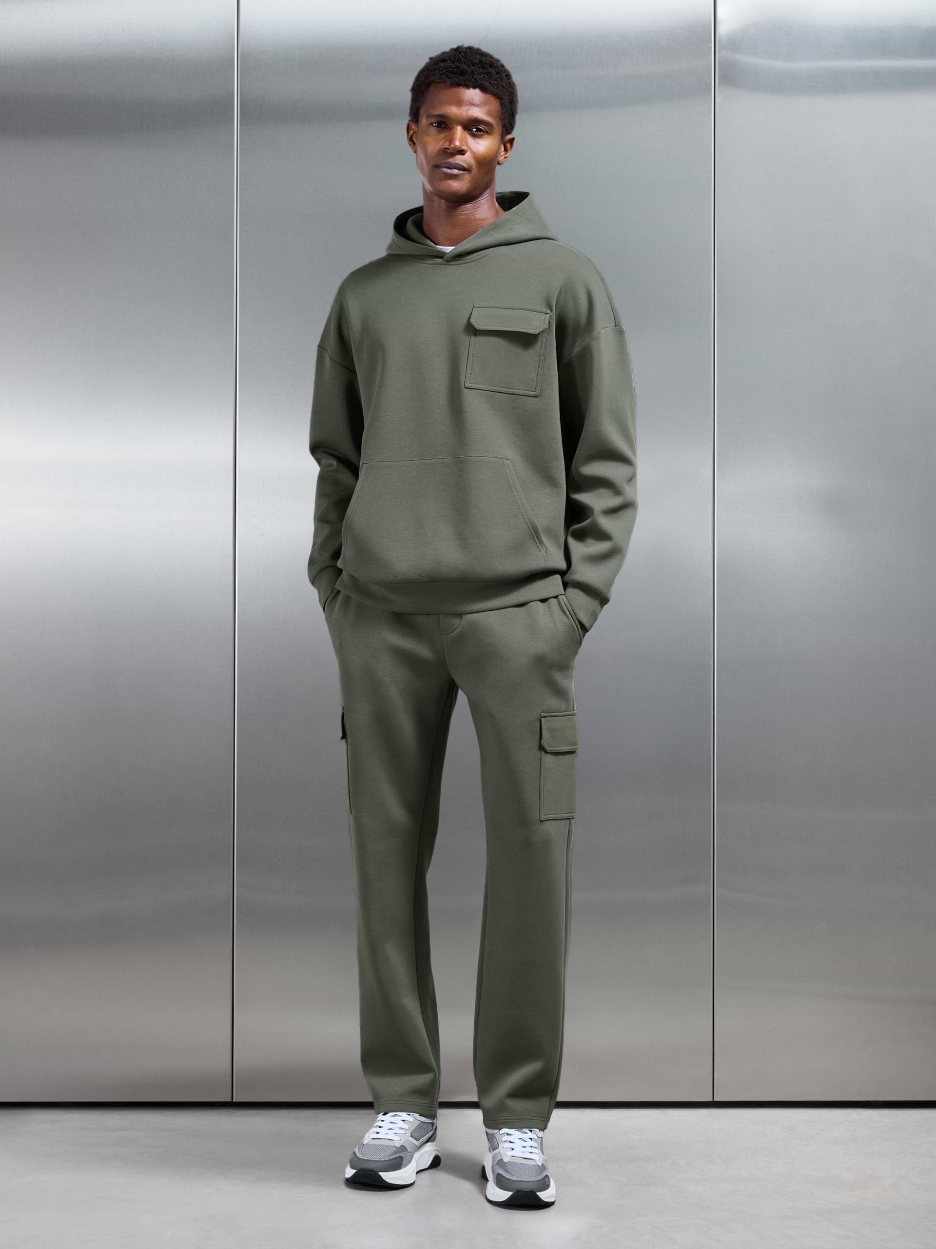 Hybrid Cargo Hoodie in Olive