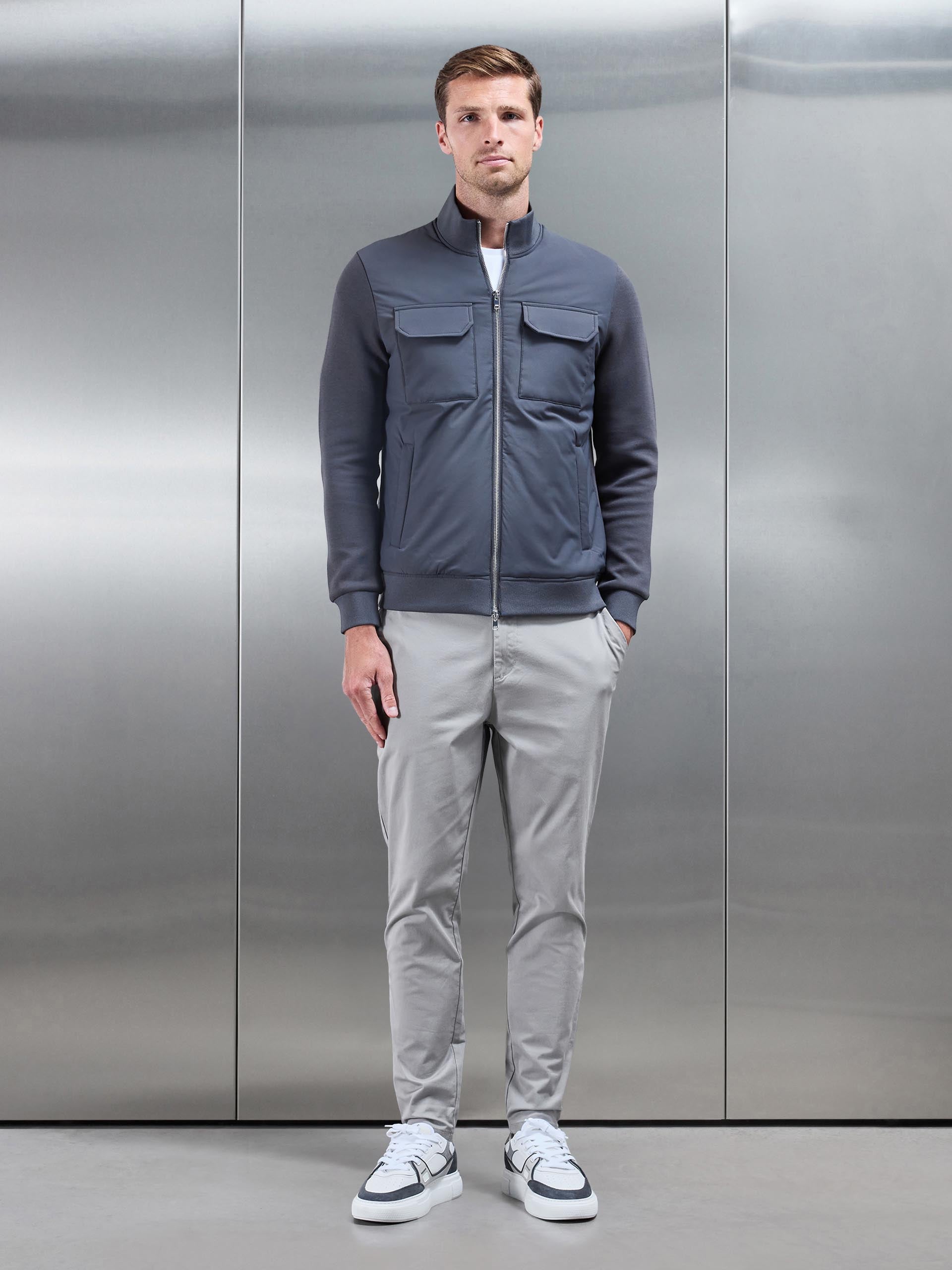 Mens Hybrid Cargo Jacket in Grey
