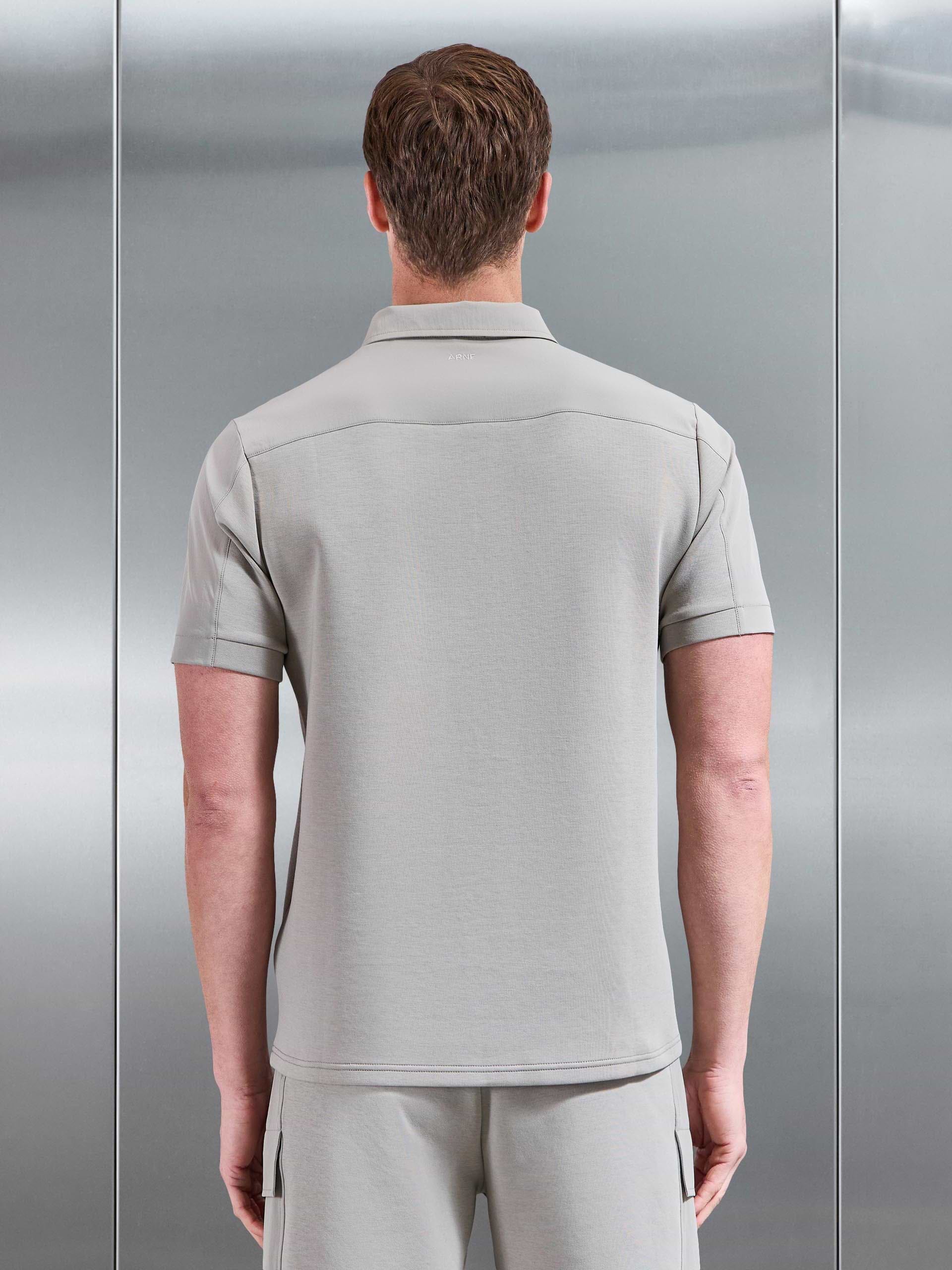 Hybrid Cargo Zip Polo Shirt in Stone