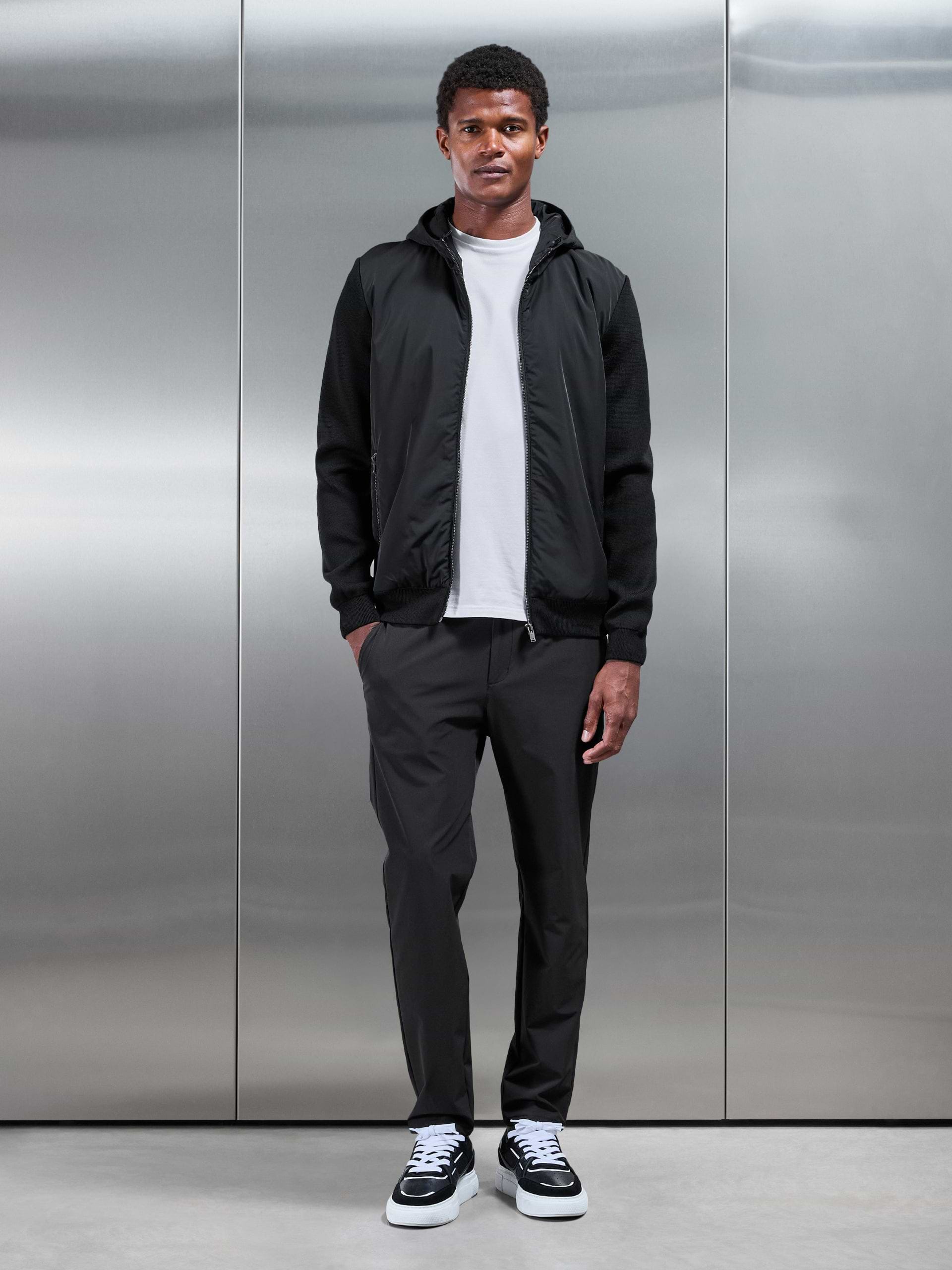 Mens Hybrid Knitted Windbreaker in Black