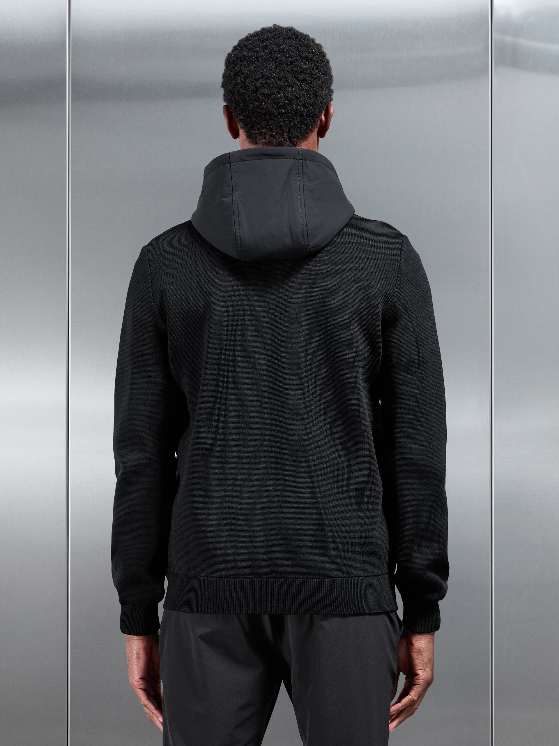 Mens Hybrid Knitted Windbreaker in Black