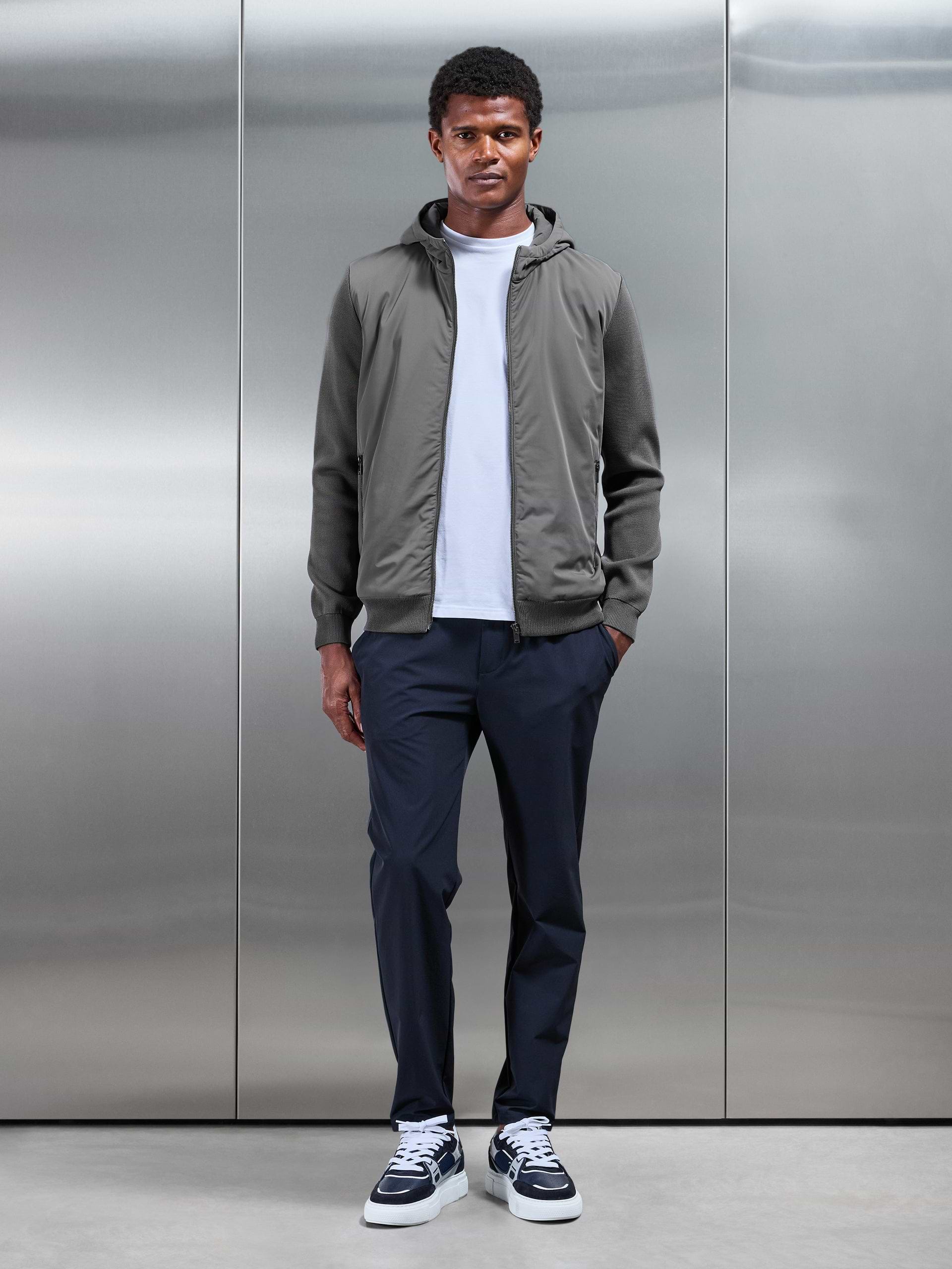 Mens Hybrid Knitted Windbreaker in Grey