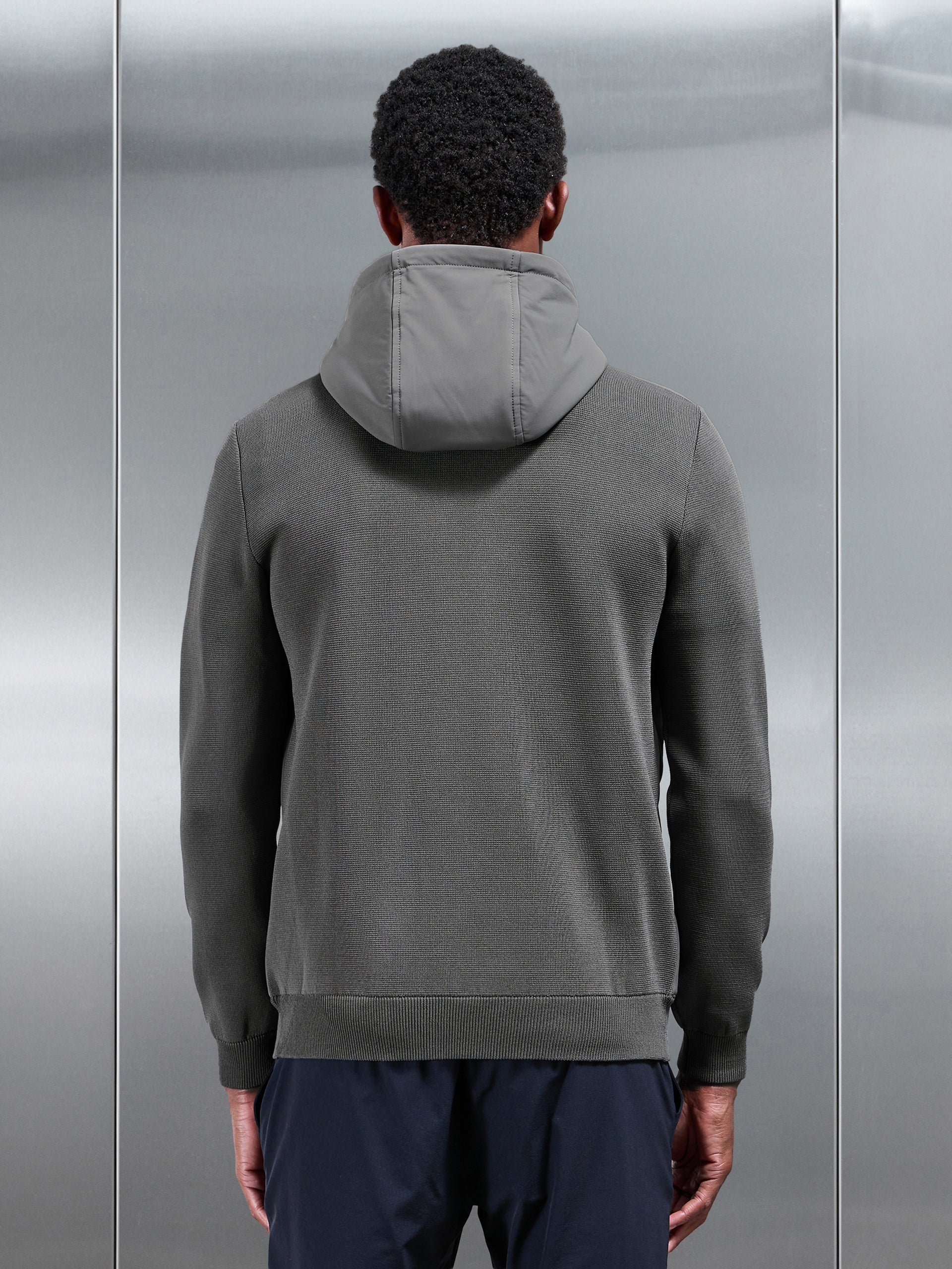 Mens Hybrid Knitted Windbreaker in Grey