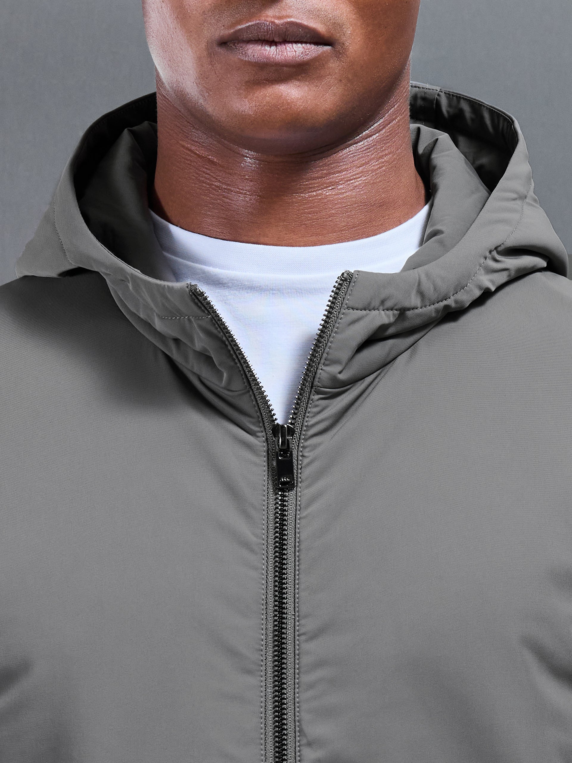 Mens Hybrid Knitted Windbreaker in Grey
